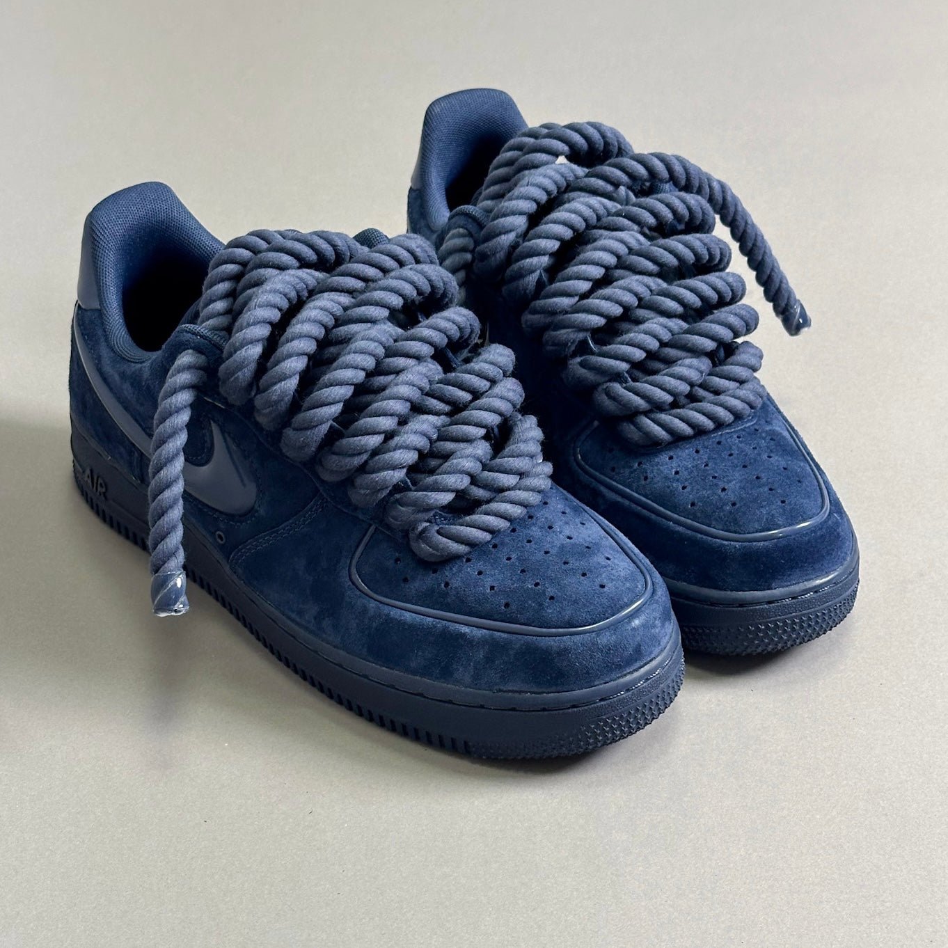 Nike Air Force 1 Blue Suede "Rope Laces" V1 - EV8 Style