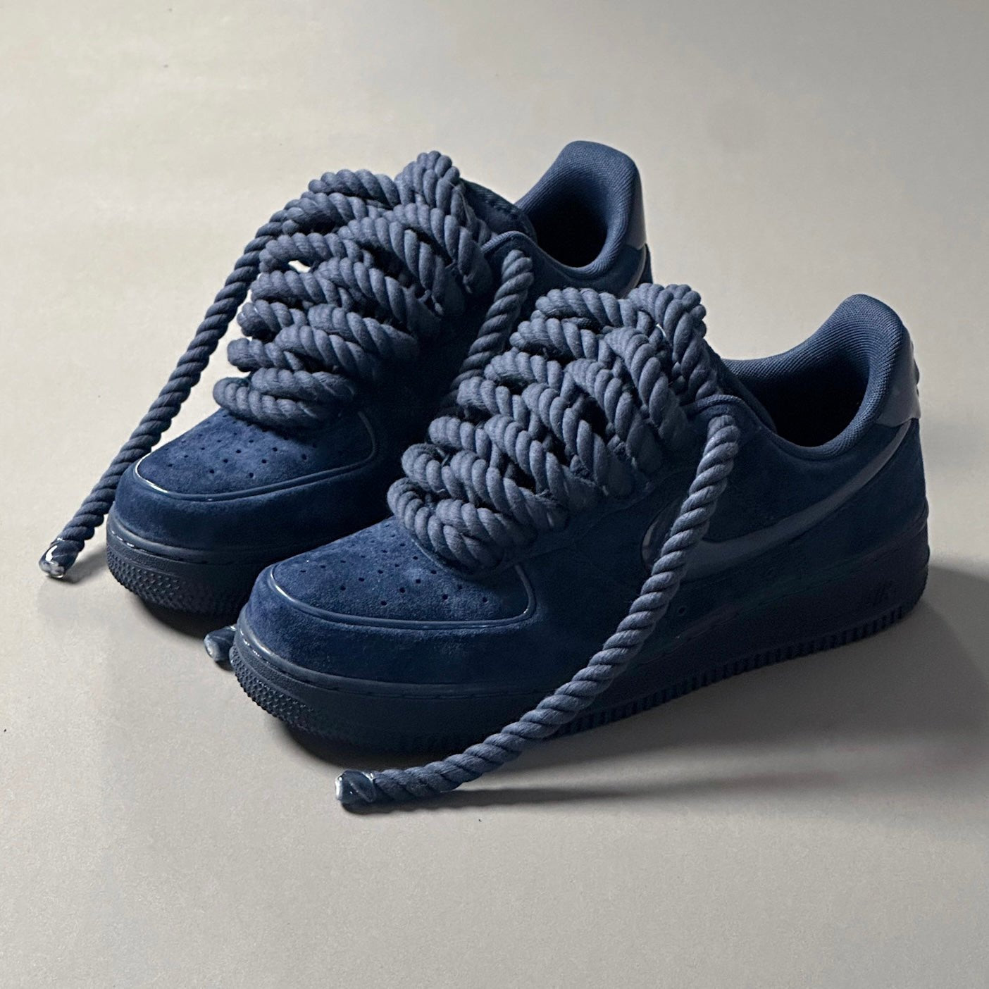 Nike Air Force 1 Blue Suede "Rope Laces" V2 - EV8 Style