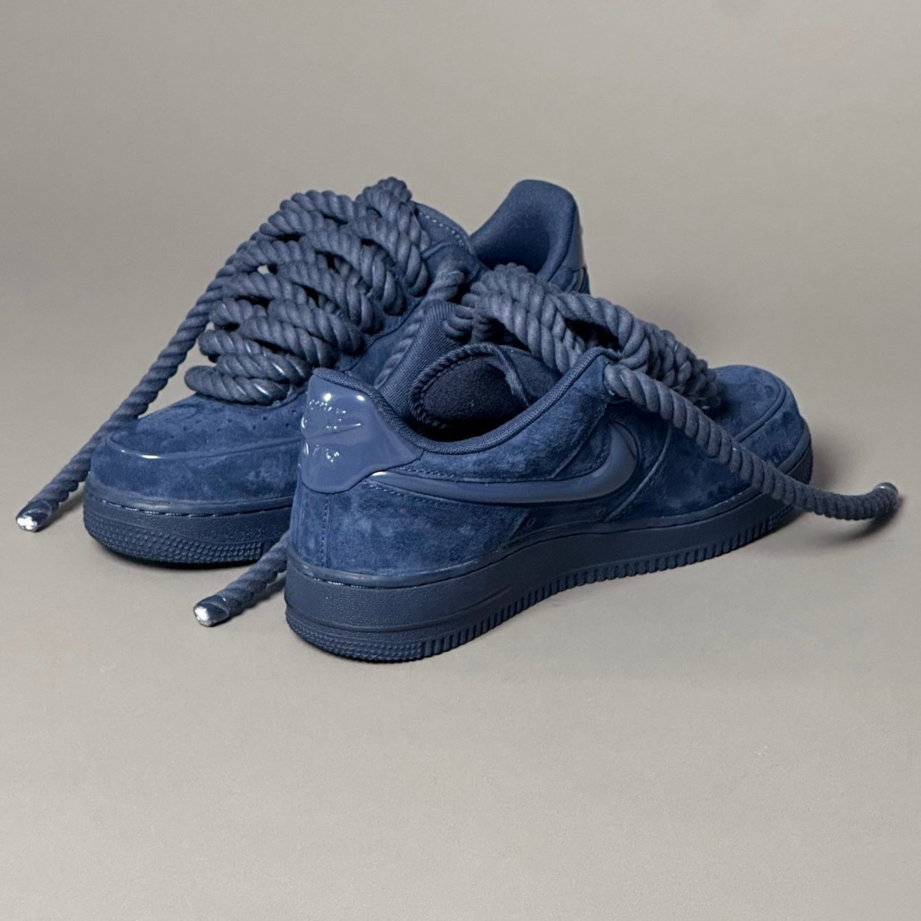 Nike Air Force 1 Blue Suede "Rope Laces" V2 - EV8 Style