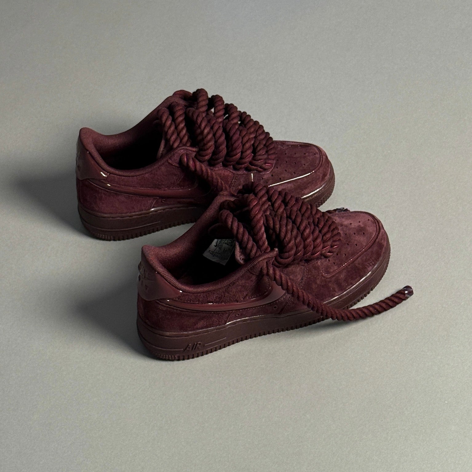 Nike Air Force 1 Bordeaux Suede "Rope Laces" V2 - EV8 Style