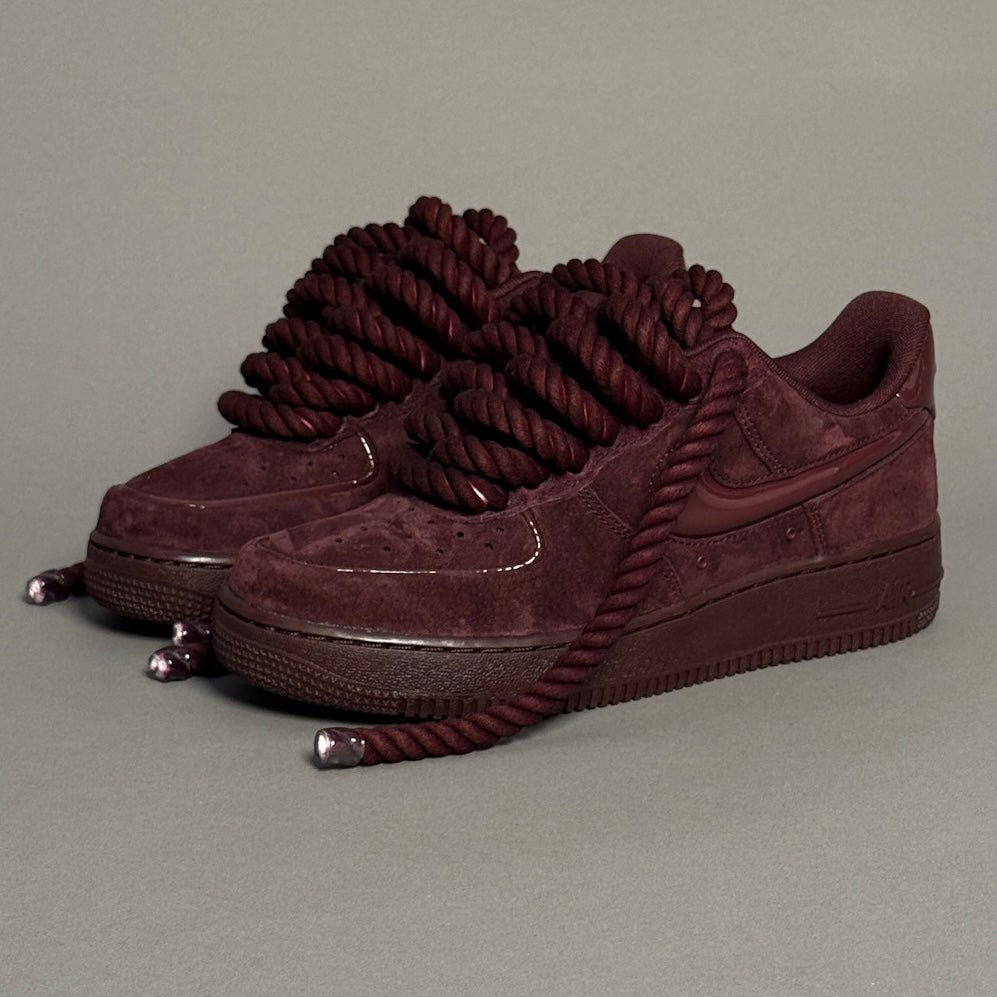 Nike Air Force 1 Bordeaux Suede "Rope Laces" V2 - EV8 Style