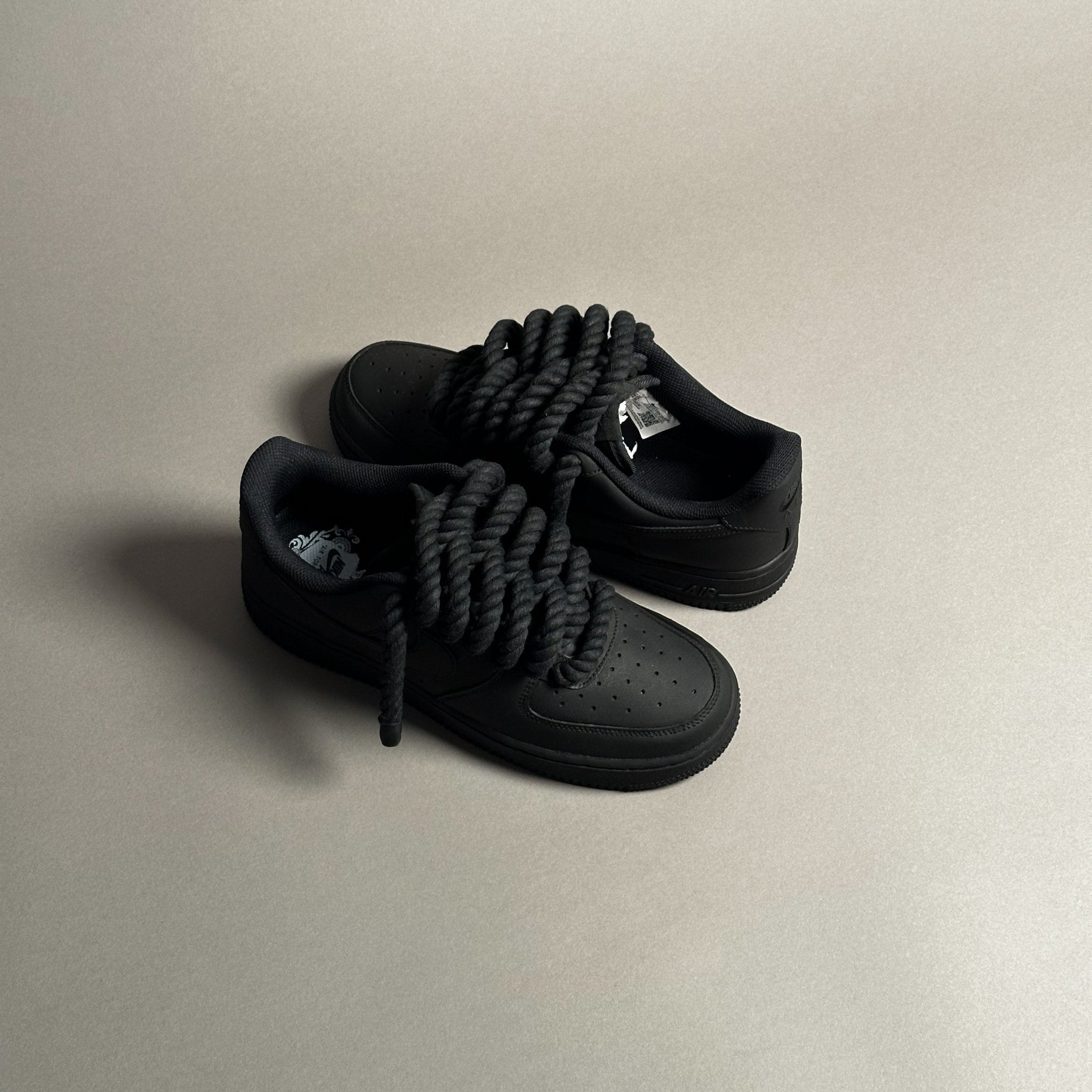 Nike Air Force 1 Matte Black “Rope Laces Black” V1 - EV8 Style