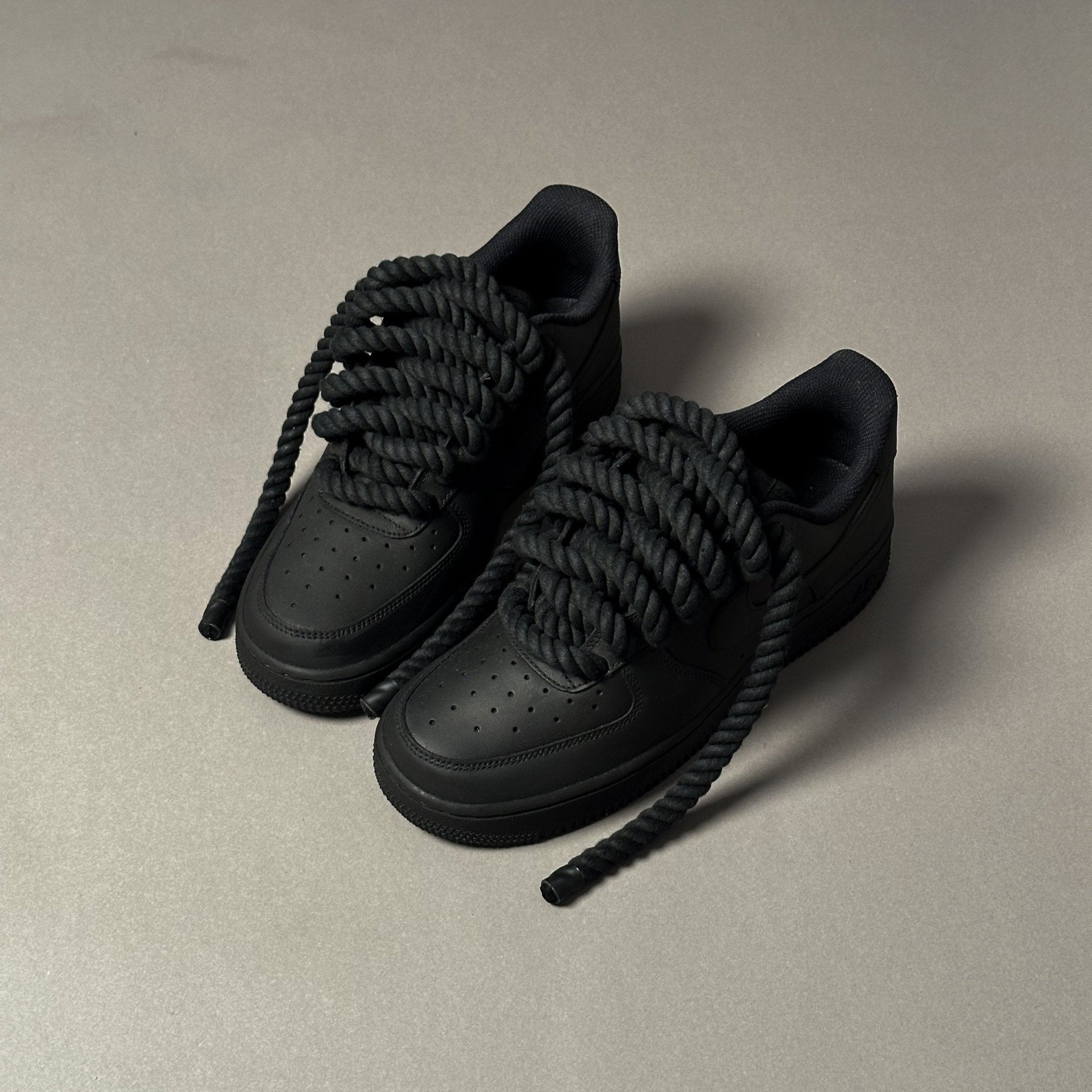 Nike Air Force 1 Matte Black "Rope Laces Black" V2 - EV8 Style