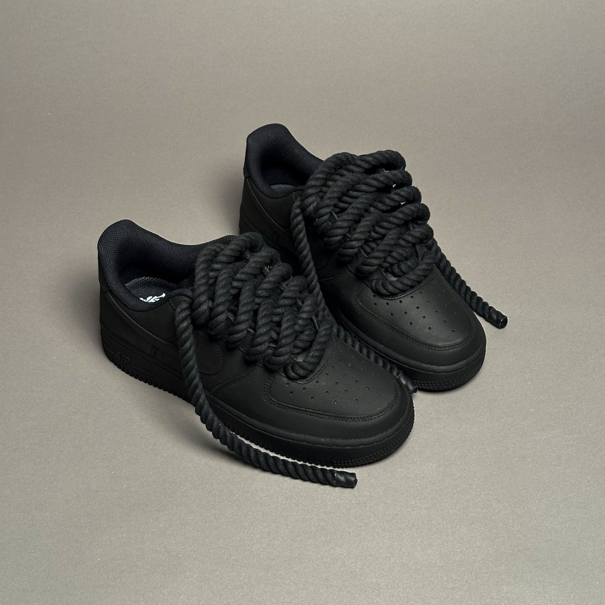 Nike Air Force 1 Matte Black "Rope Laces Black" V2 - EV8 Style