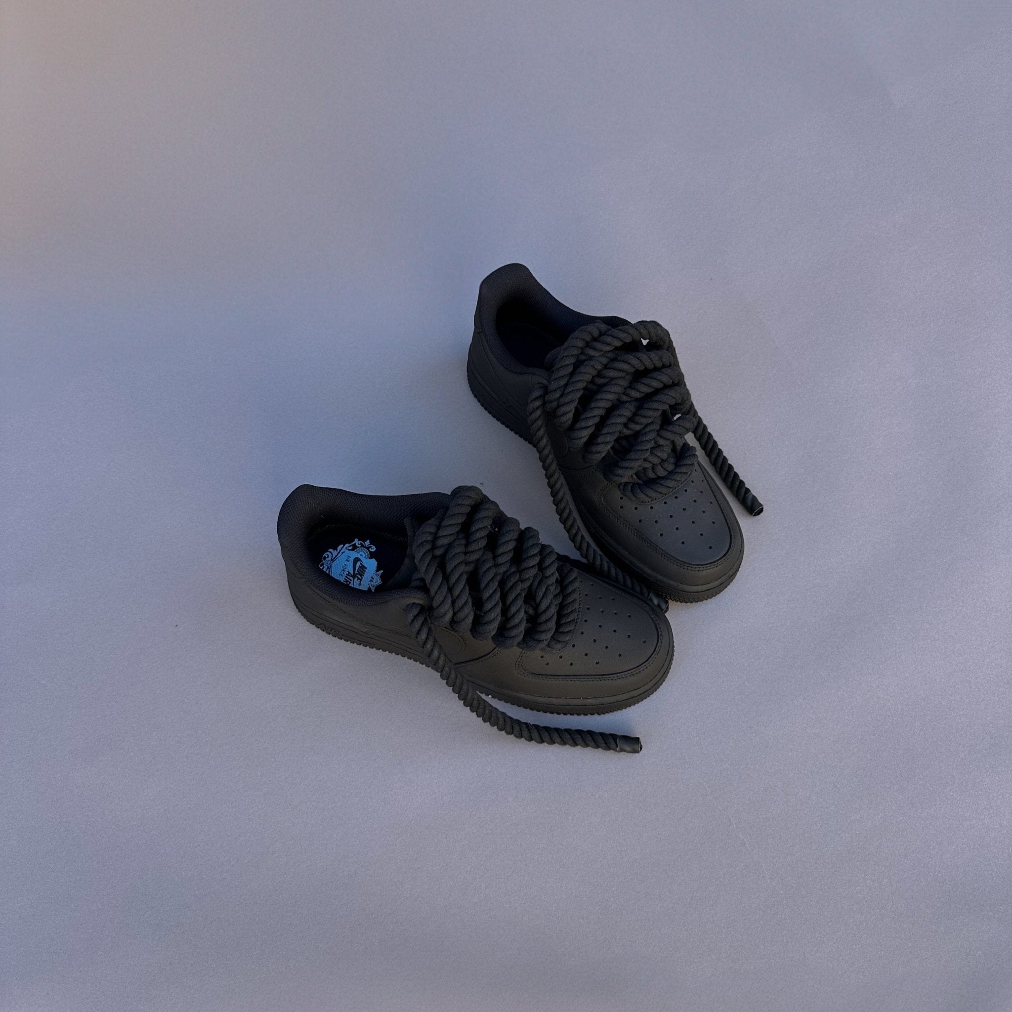 Nike Air Force 1 Matte Black "Rope Laces Black" V2 - EV8 Style
