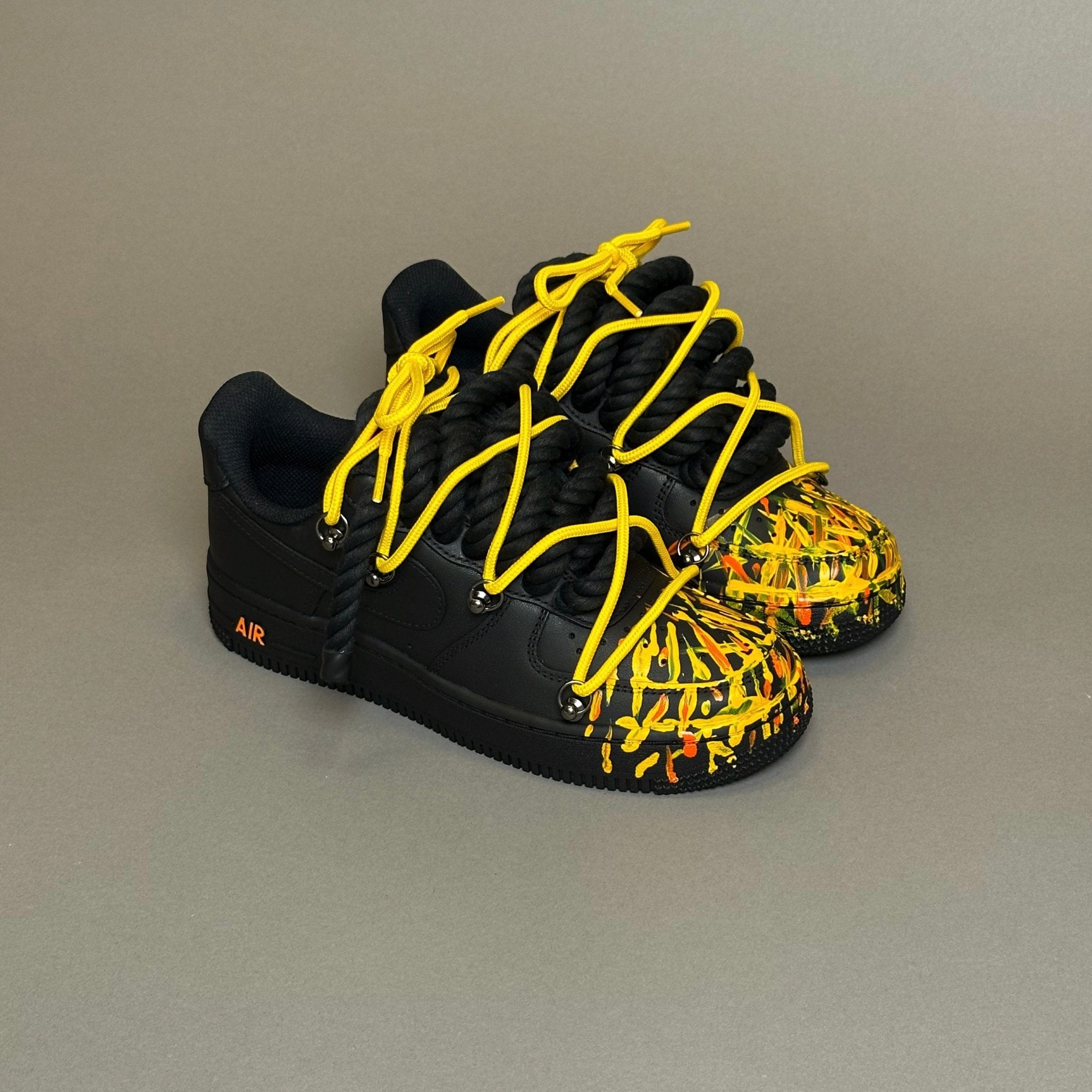 Nike Air Force 1 Matte “Rope Laces Black” Triple Unc Gold - EV8 Style