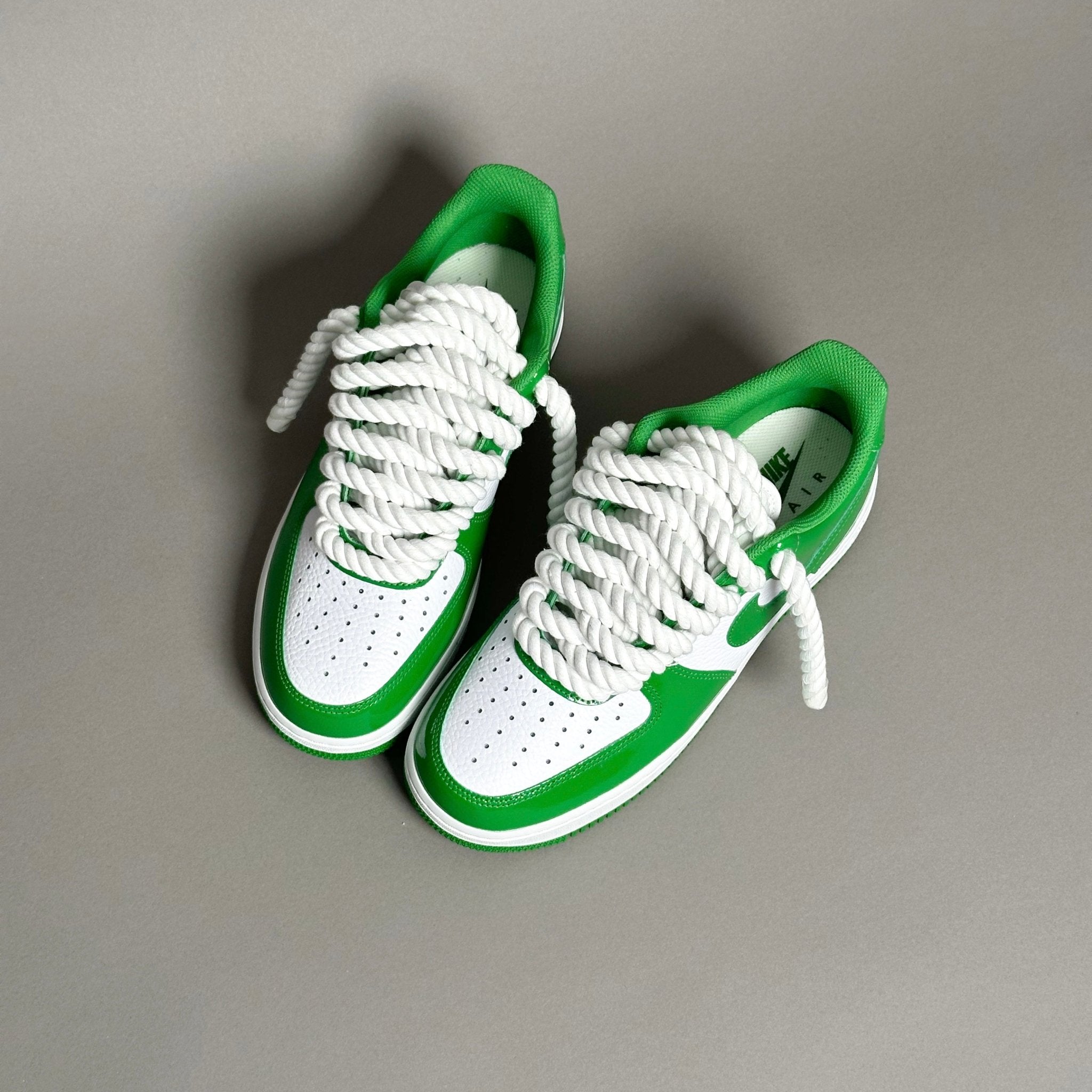 Nike Air Force 1 Patent Green "Rope Laces White" V1 - EV8 Style