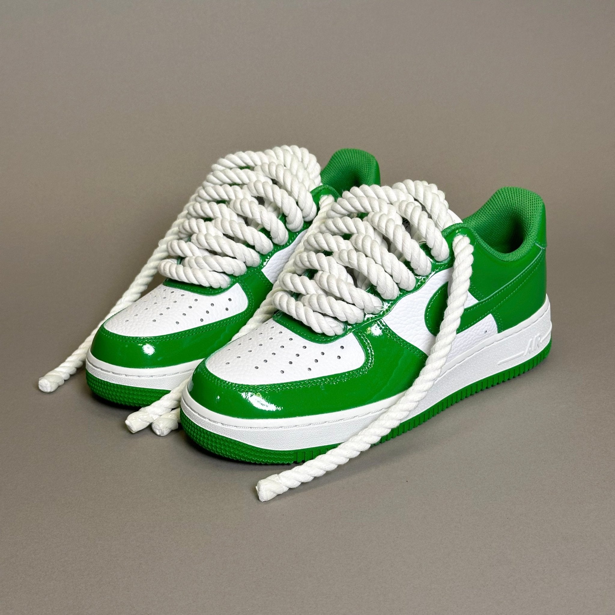 Nike Air Force 1 Patent Green Unc "Rope Laces White" V2 - EV8 Style