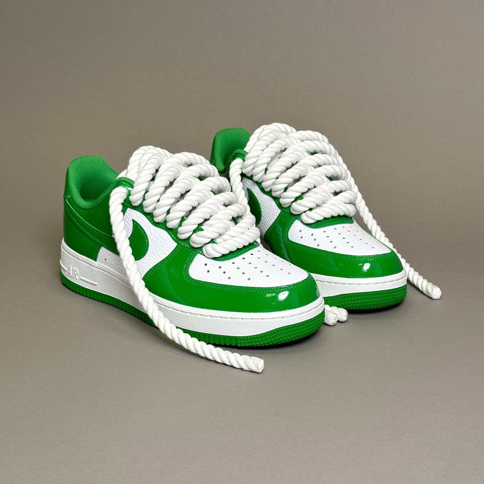Nike Air Force 1 Patent Green Unc "Rope Laces White" V2 - EV8 Style