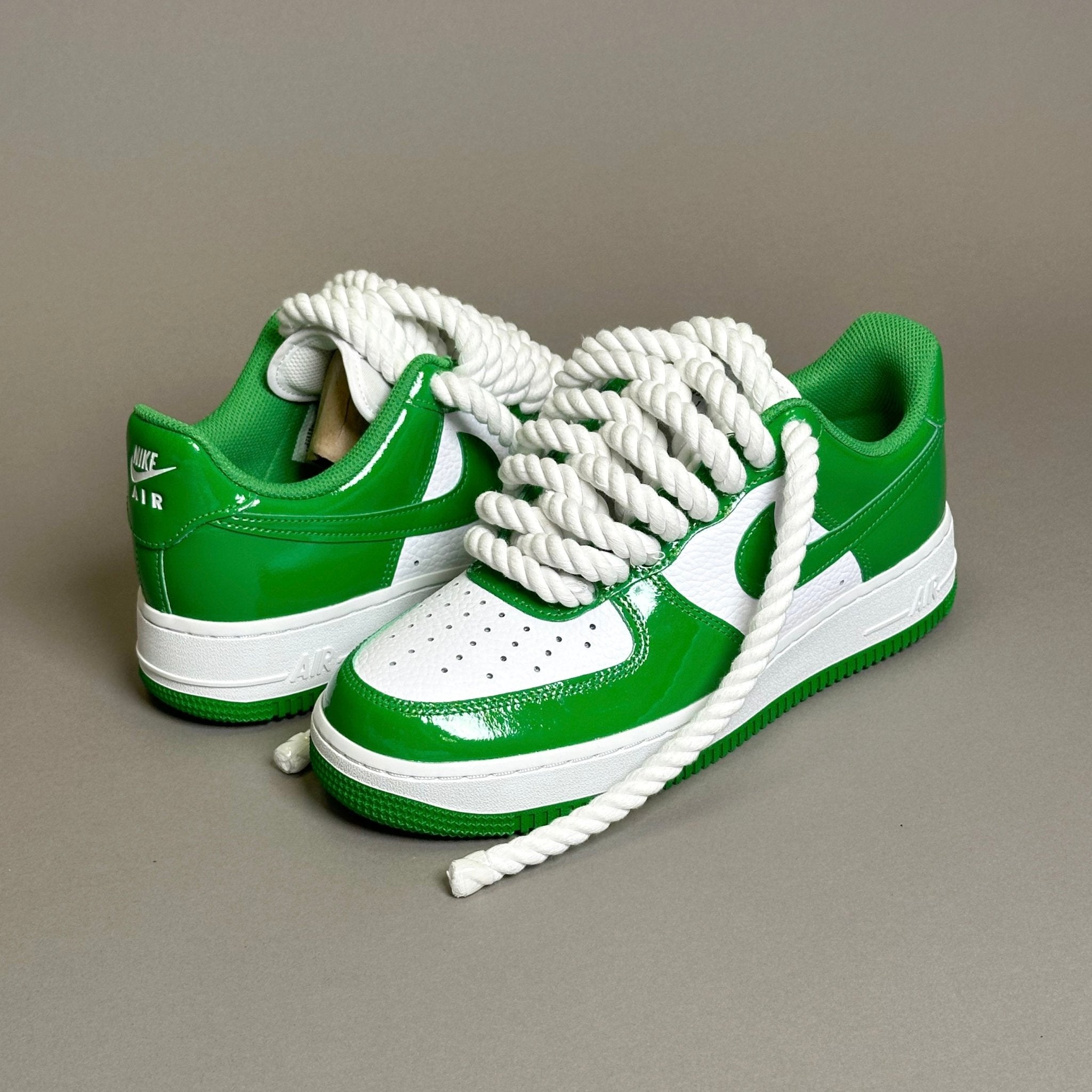 Nike Air Force 1 Patent Green Unc "Rope Laces White" V2 - EV8 Style