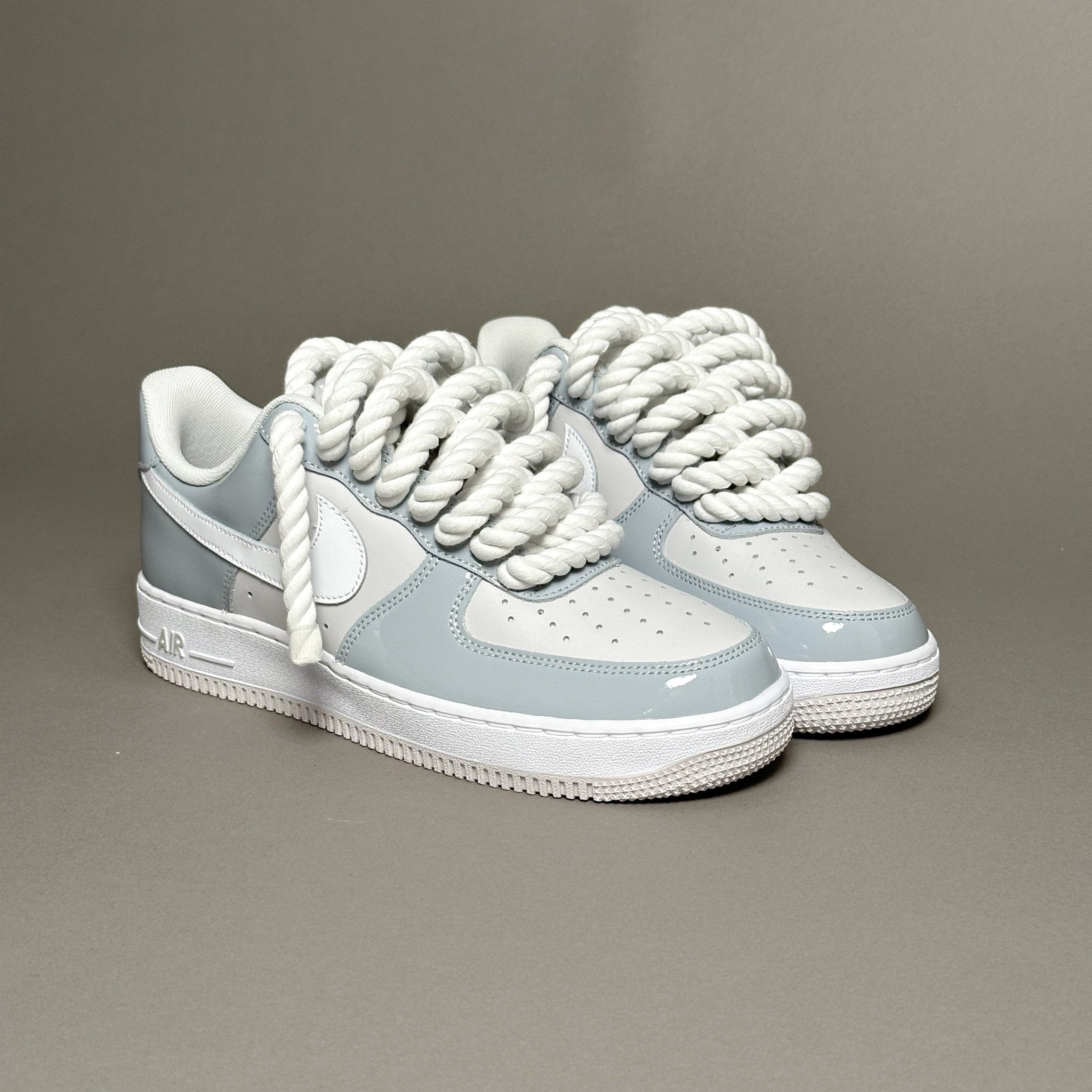 Nike Air Force 1 Patent Grey "Rope Laces White" V1 - EV8 Style