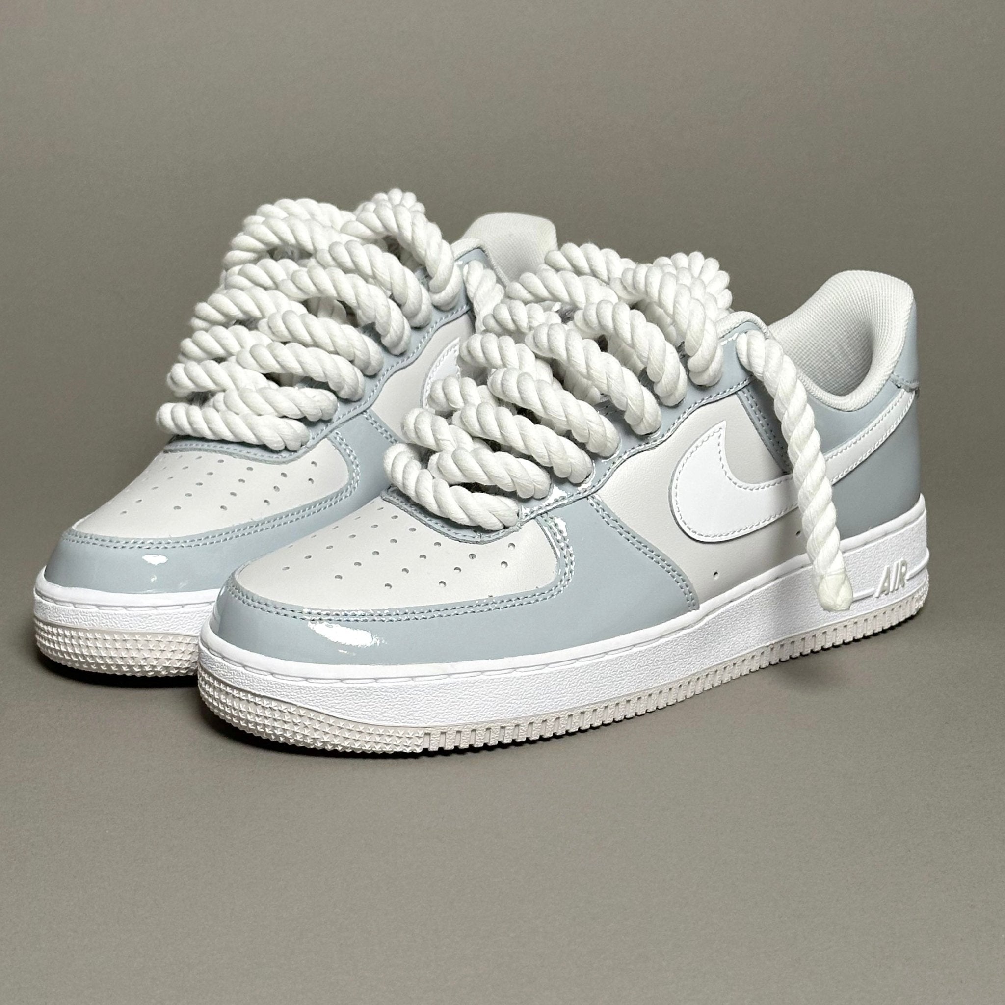 Nike Air Force 1 Patent Grey "Rope Laces White" V1 - EV8 Style