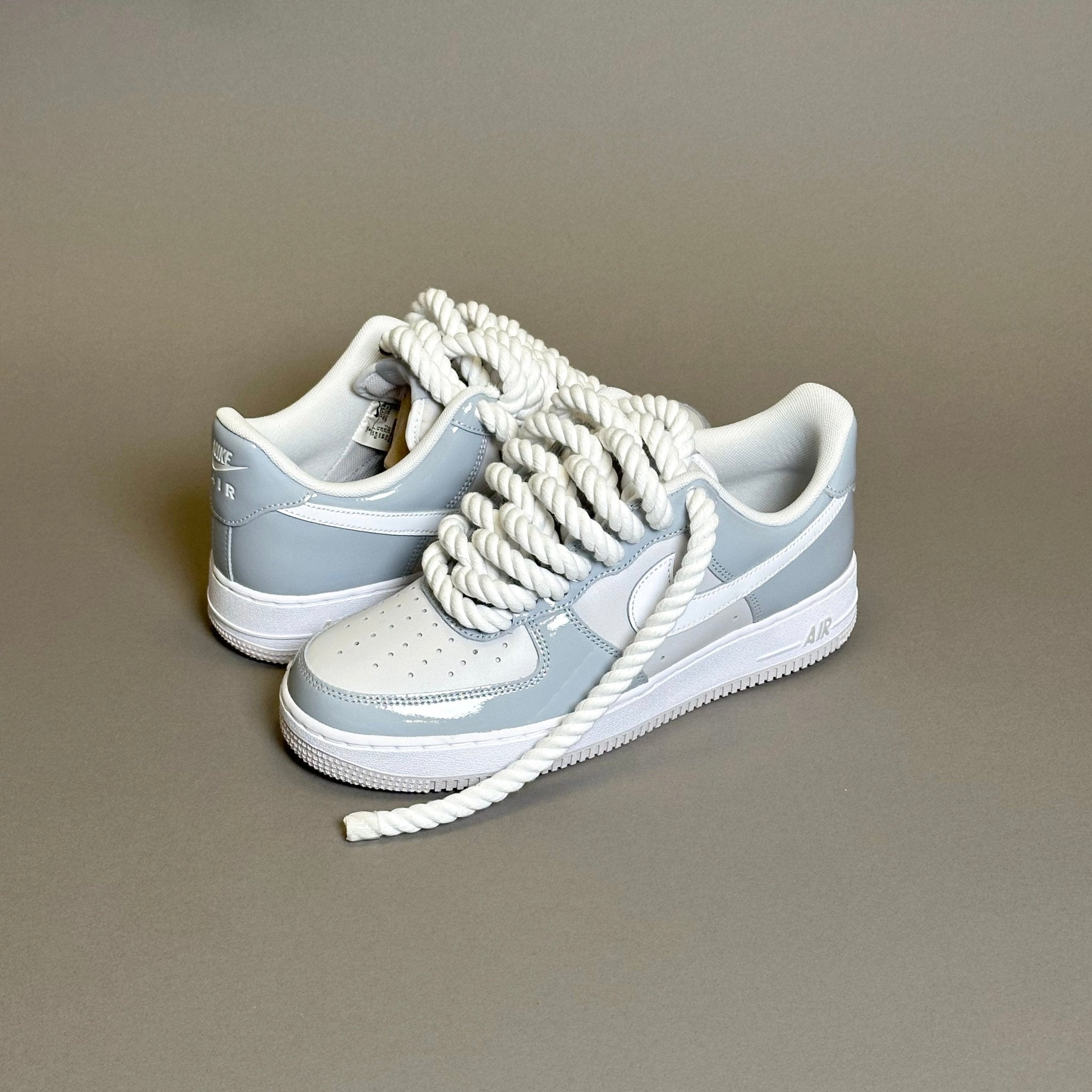 Nike Air Force 1 Patent Grey Unc "Rope Laces White" V2 - EV8 Style