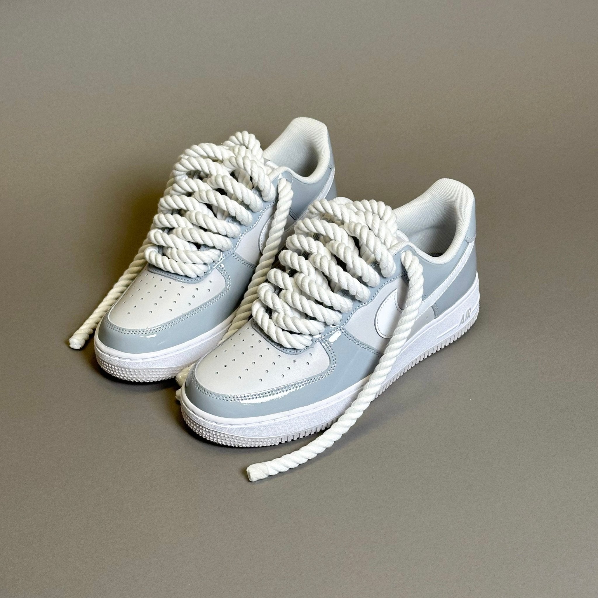 Nike Air Force 1 Patent Grey Unc "Rope Laces White" V2 - EV8 Style