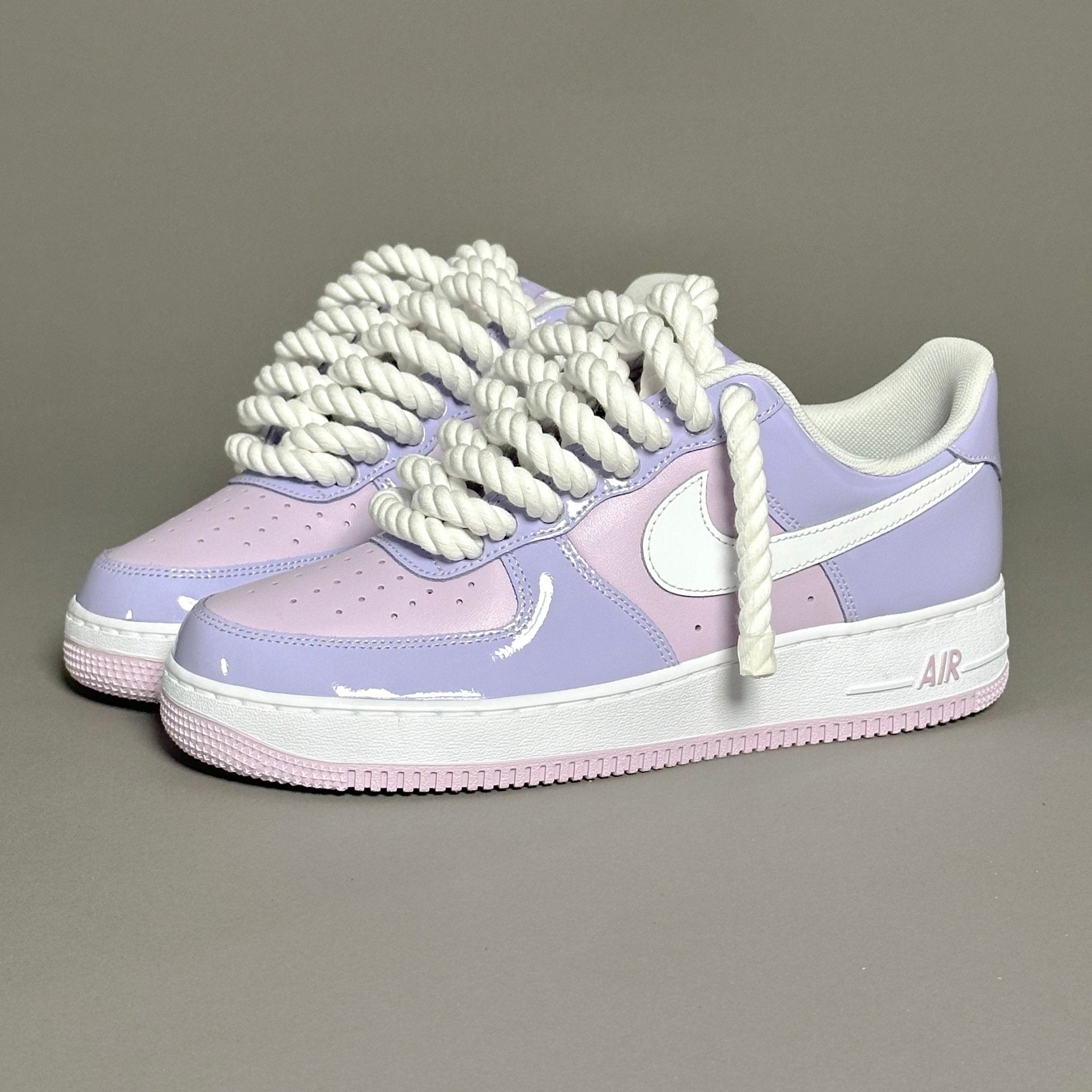 Nike Air Force 1 Patent Lavander "Rope Laces White" V1 - EV8 Style