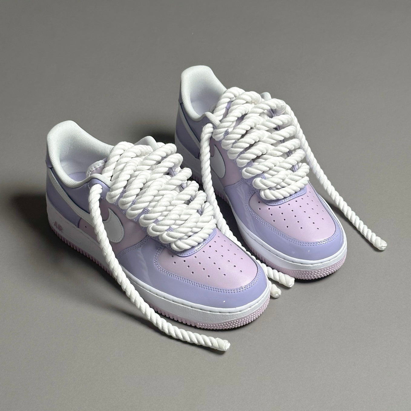 Nike Air Force 1 Patent Lavander "Rope Laces White" V2 - EV8 Style