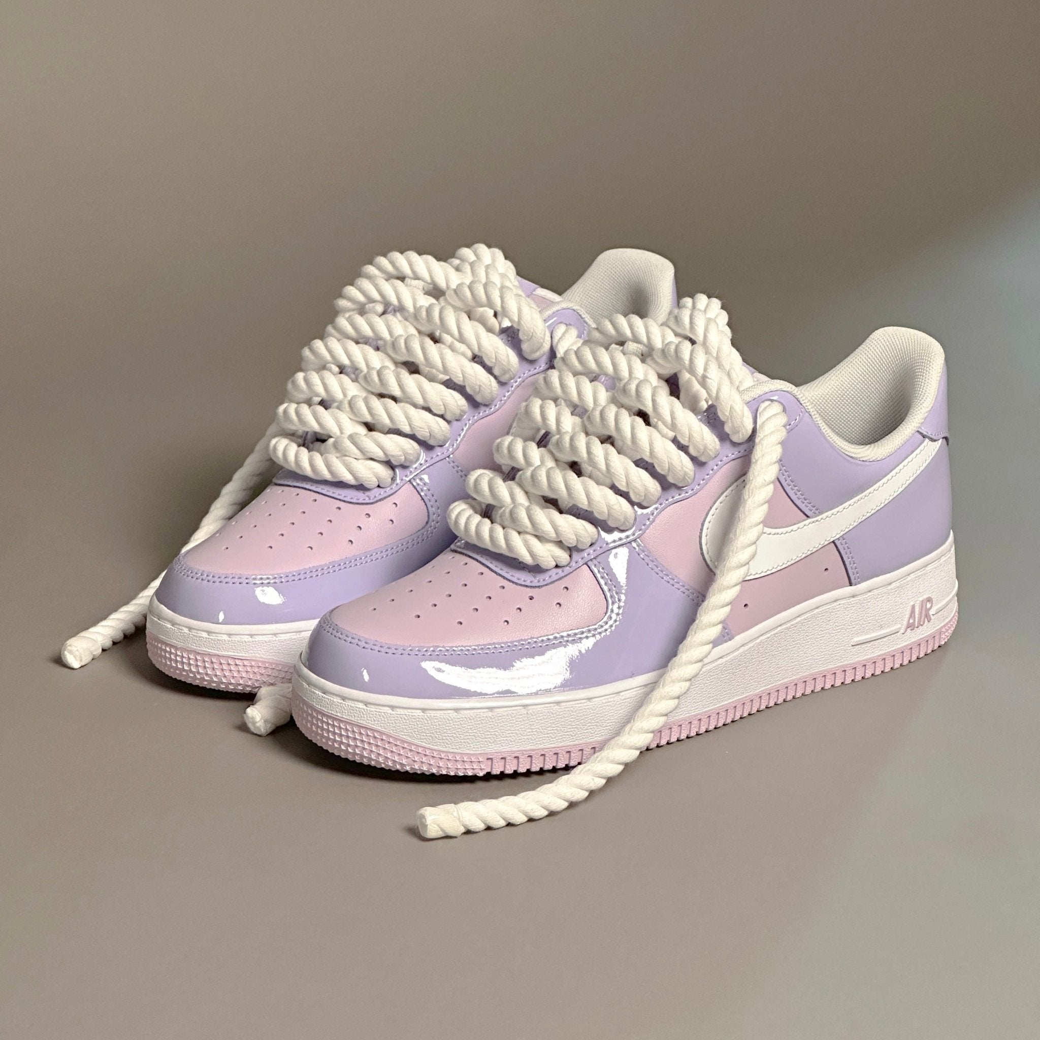 Nike Air Force 1 Patent Lavander "Rope Laces White" V2 - EV8 Style
