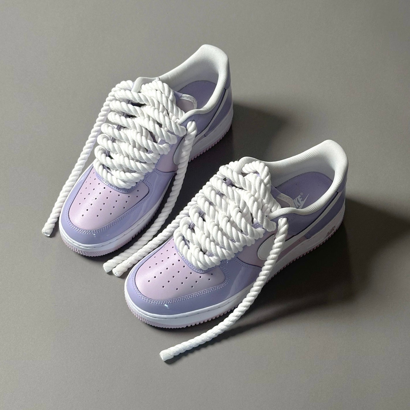 Nike Air Force 1 Patent Lavander "Rope Laces White" V2 - EV8 Style