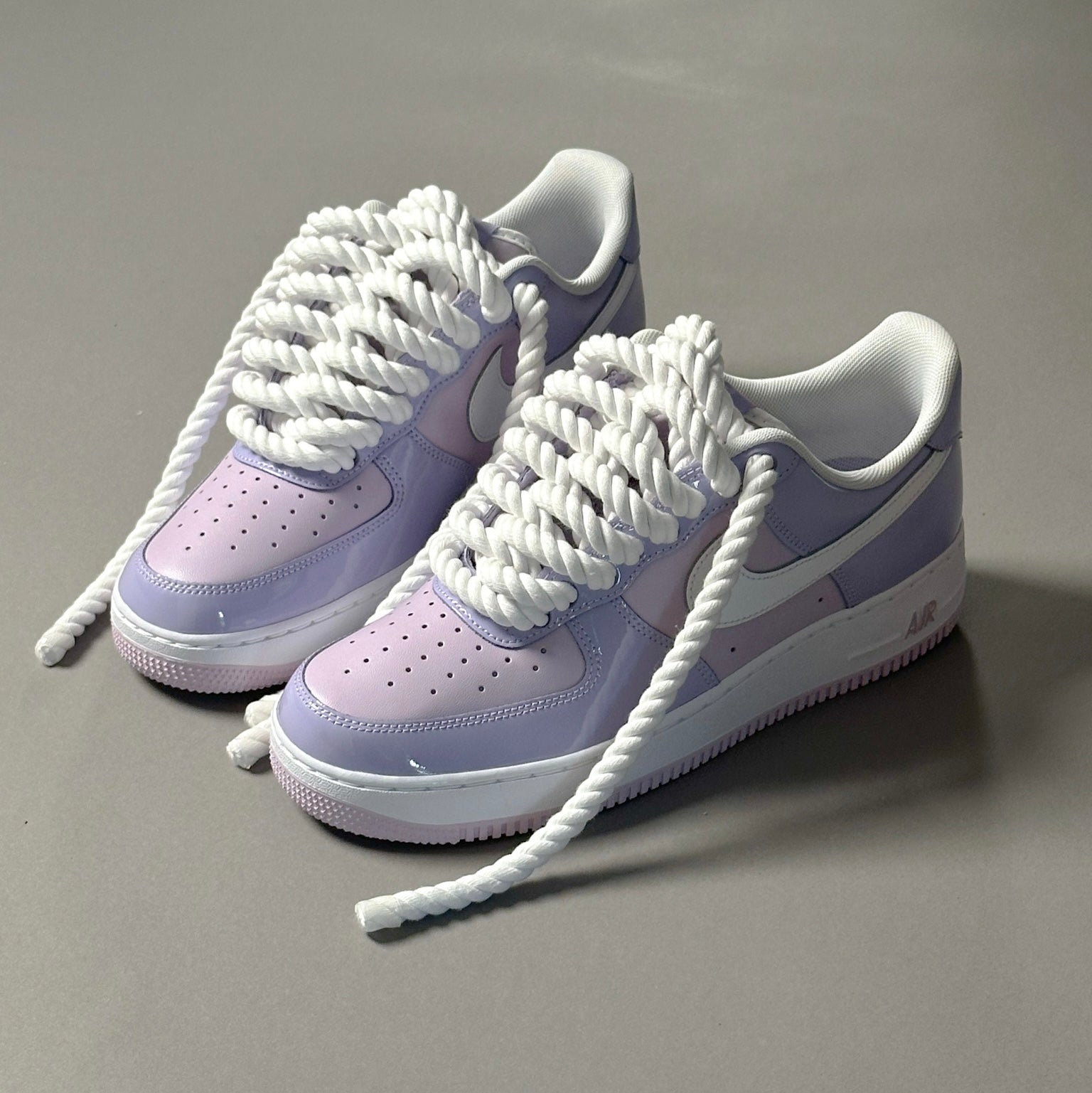 Nike Air Force 1 Patent Lavander "Rope Laces White" V2 - EV8 Style