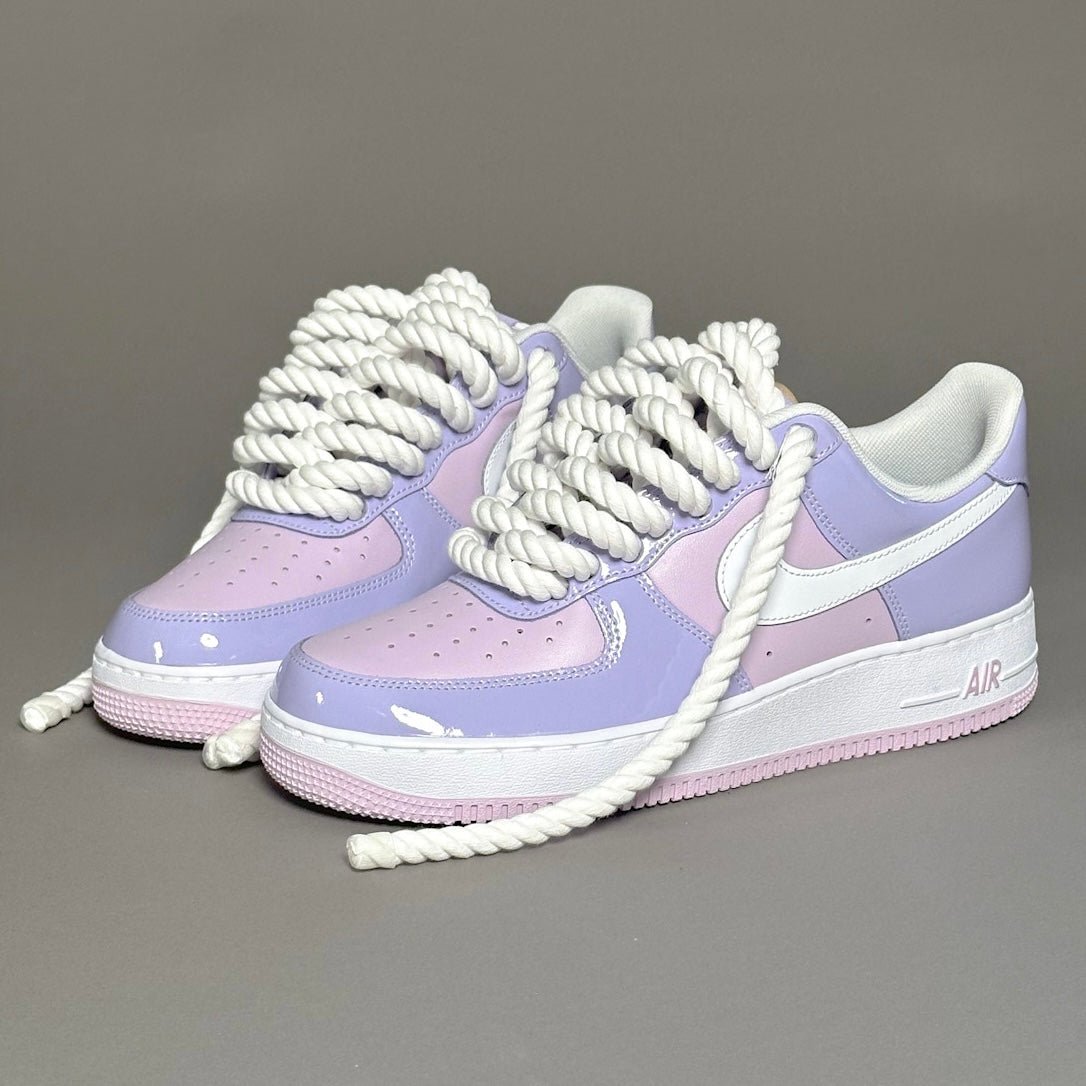 Nike Air Force 1 Patent Lavander "Rope Laces White" V2 - EV8 Style