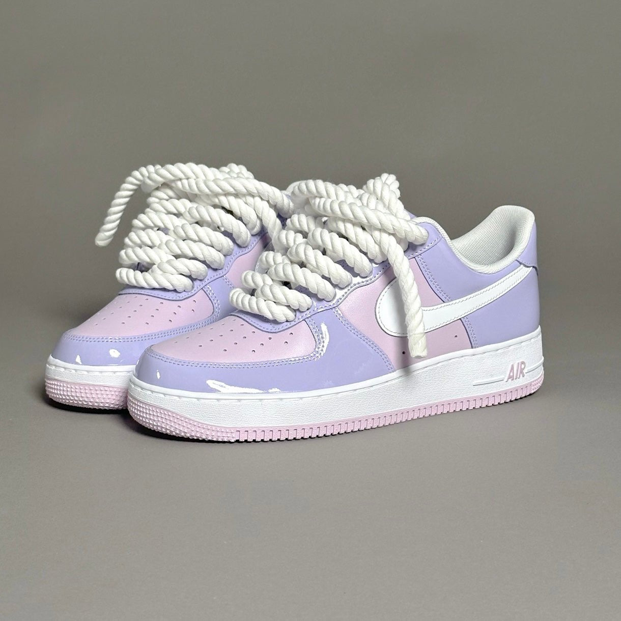 Nike Air Force 1 Patent Lavander "Rope Laces White" V2 - EV8 Style