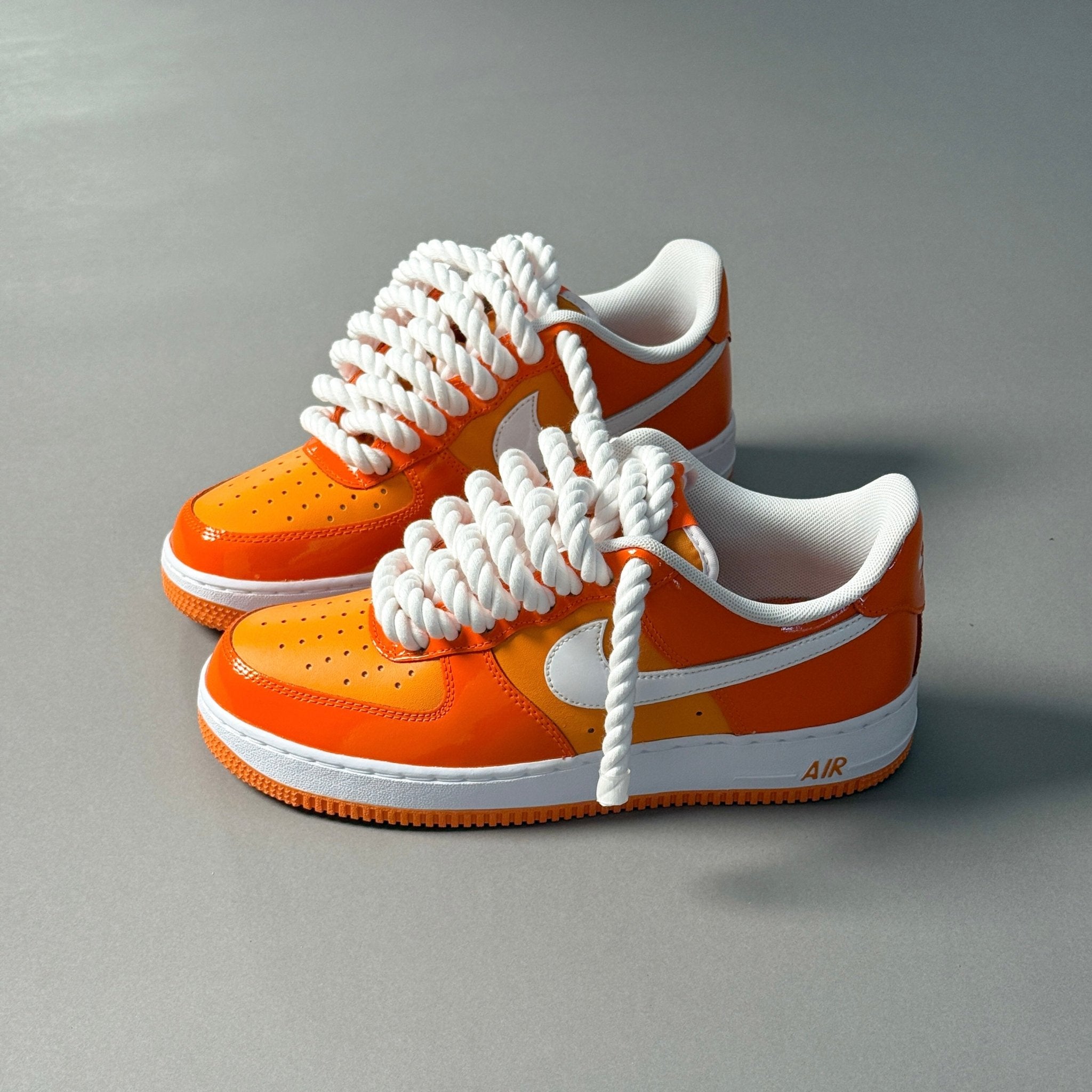 Nike Air Force 1 Patent Orange "Rope Laces" V1 - EV8 Style