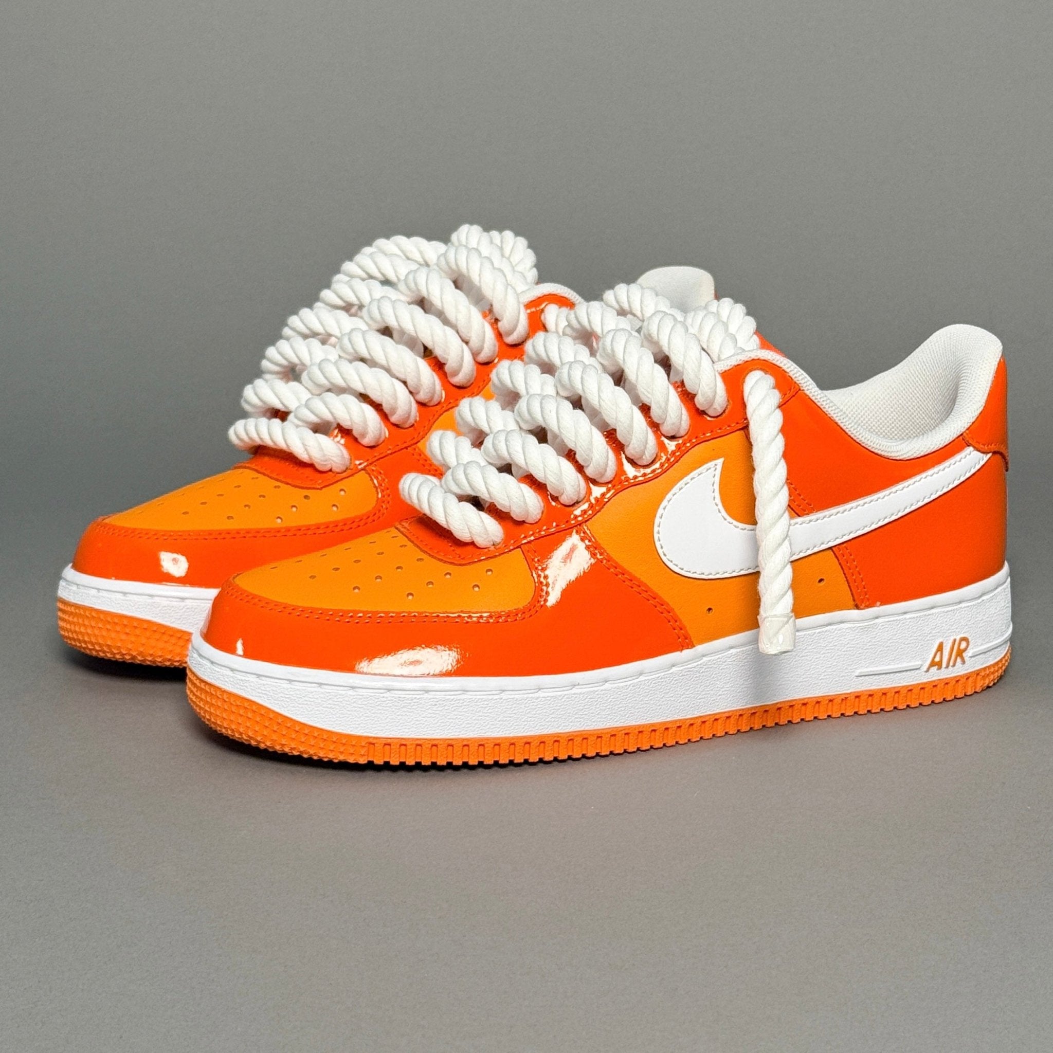 Nike Air Force 1 Patent Orange "Rope Laces" V1 - EV8 Style