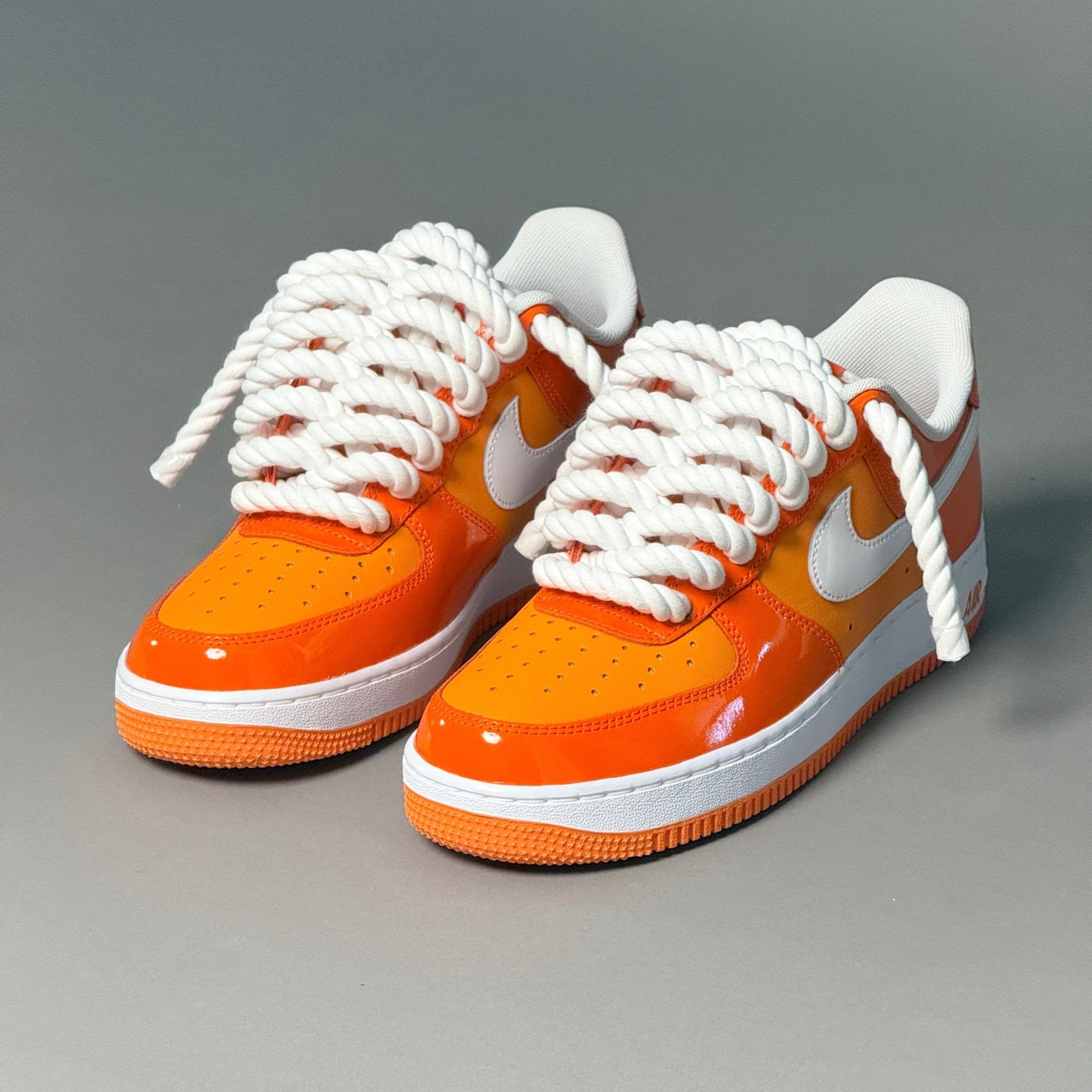 Nike Air Force 1 Patent Orange "Rope Laces" V1 - EV8 Style