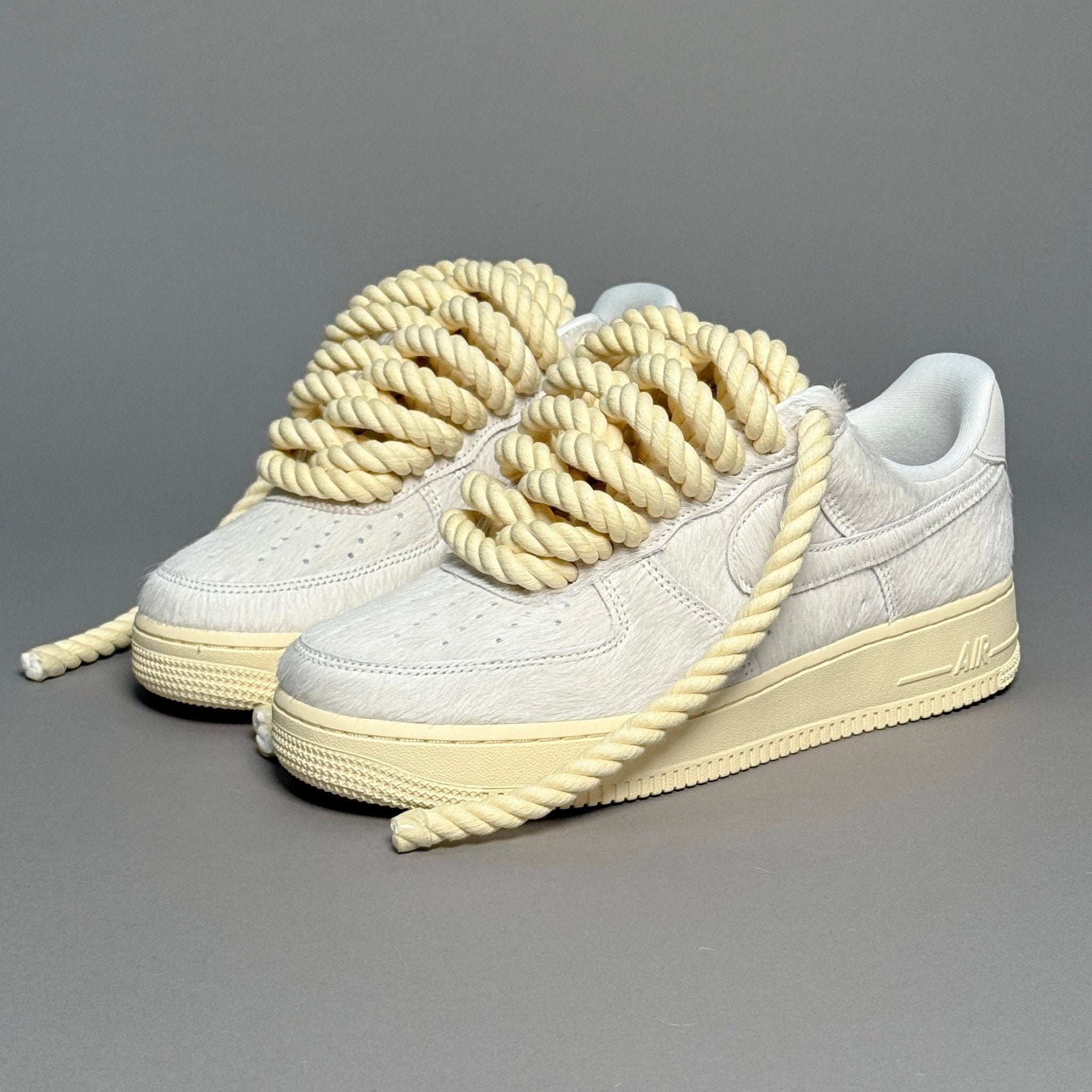 Nike Air Force 1 Pony Hair White "Rope Laces" V2 - EV8 Style