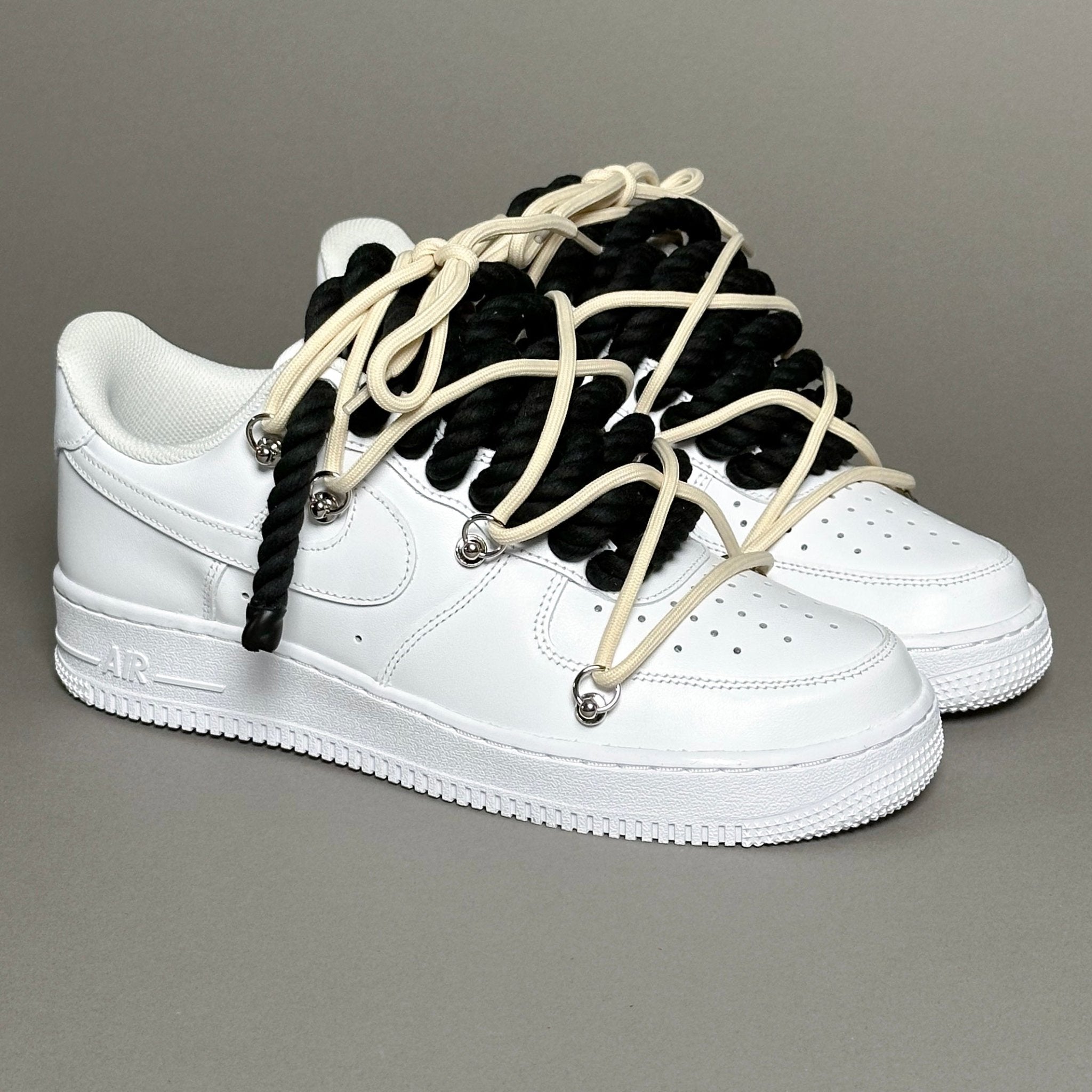 Nike Air Force 1 “Rope Laces Black” Triple Cream - EV8 Style