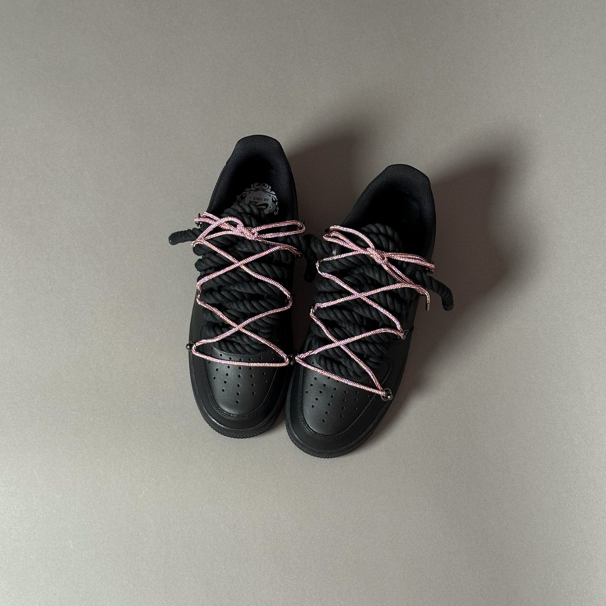 Nike Air Force 1 “Rope Laces Black" Triple Swarovski Pink V1 - EV8 Style