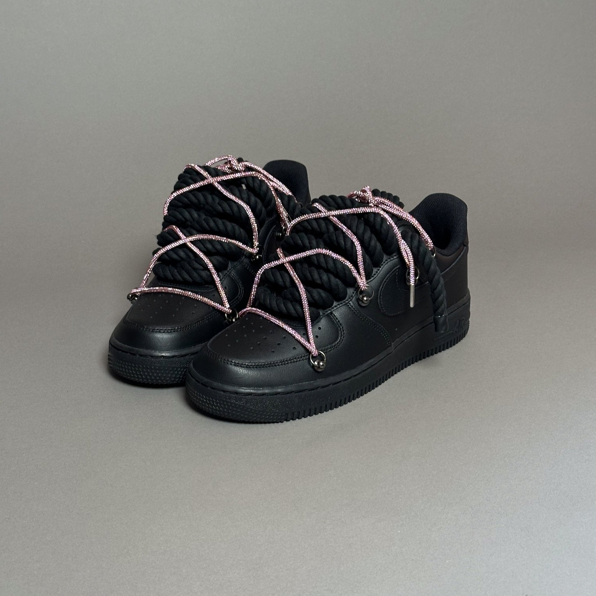 Nike Air Force 1 “Rope Laces Black" Triple Swarovski Pink V1 - EV8 Style