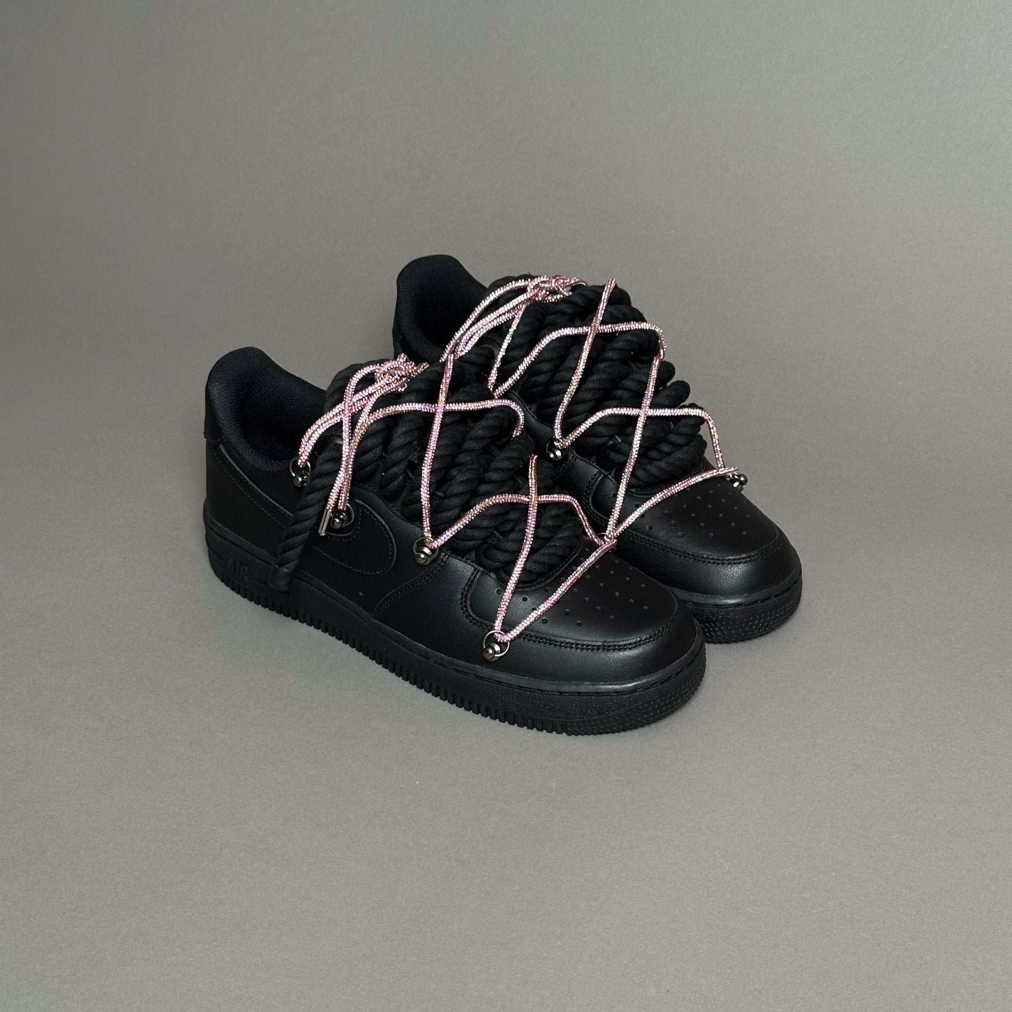 Nike Air Force 1 “Rope Laces Black" Triple Swarovski Pink V1 - EV8 Style