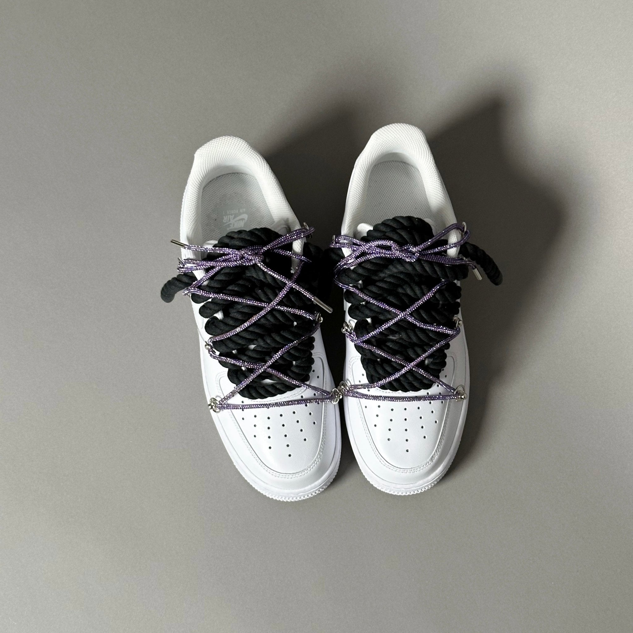 Nike Air Force 1 "Rope Laces Black" Triple Swarovski Purple - EV8 Style