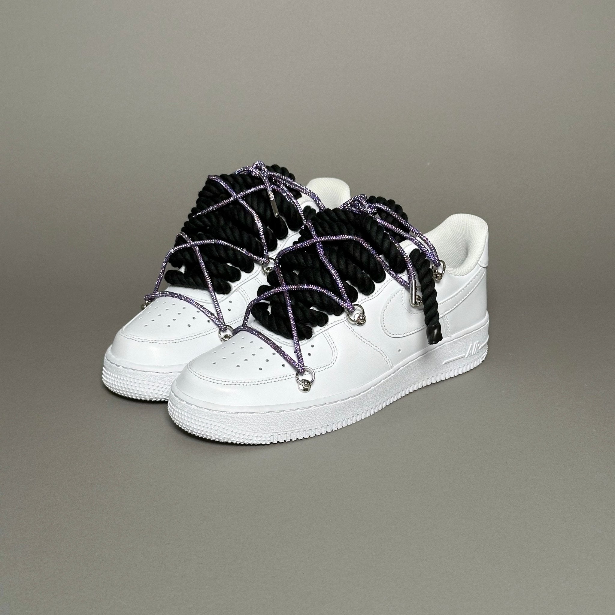 Nike Air Force 1 "Rope Laces Black" Triple Swarovski Purple - EV8 Style