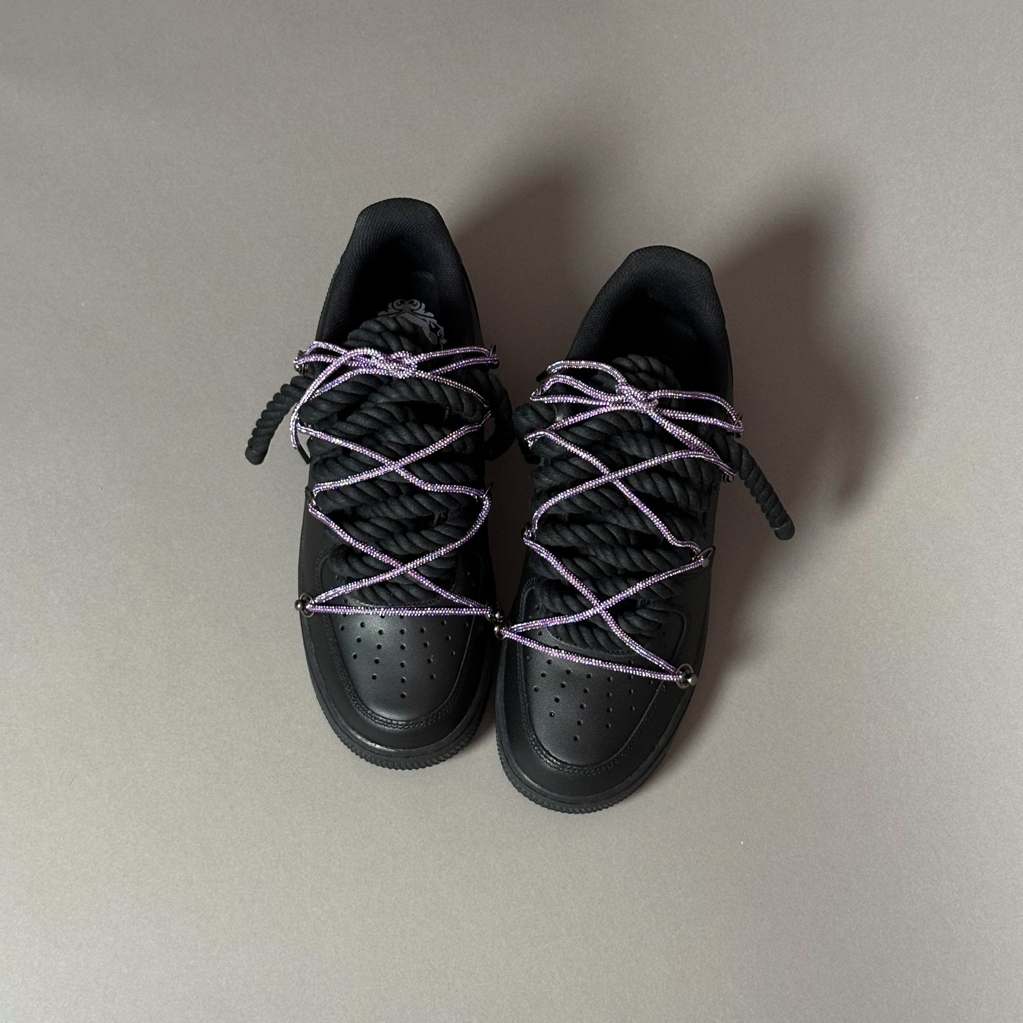 Nike Air Force 1 “Rope Laces Black" Triple Swarovski Purple V1 - EV8 Style