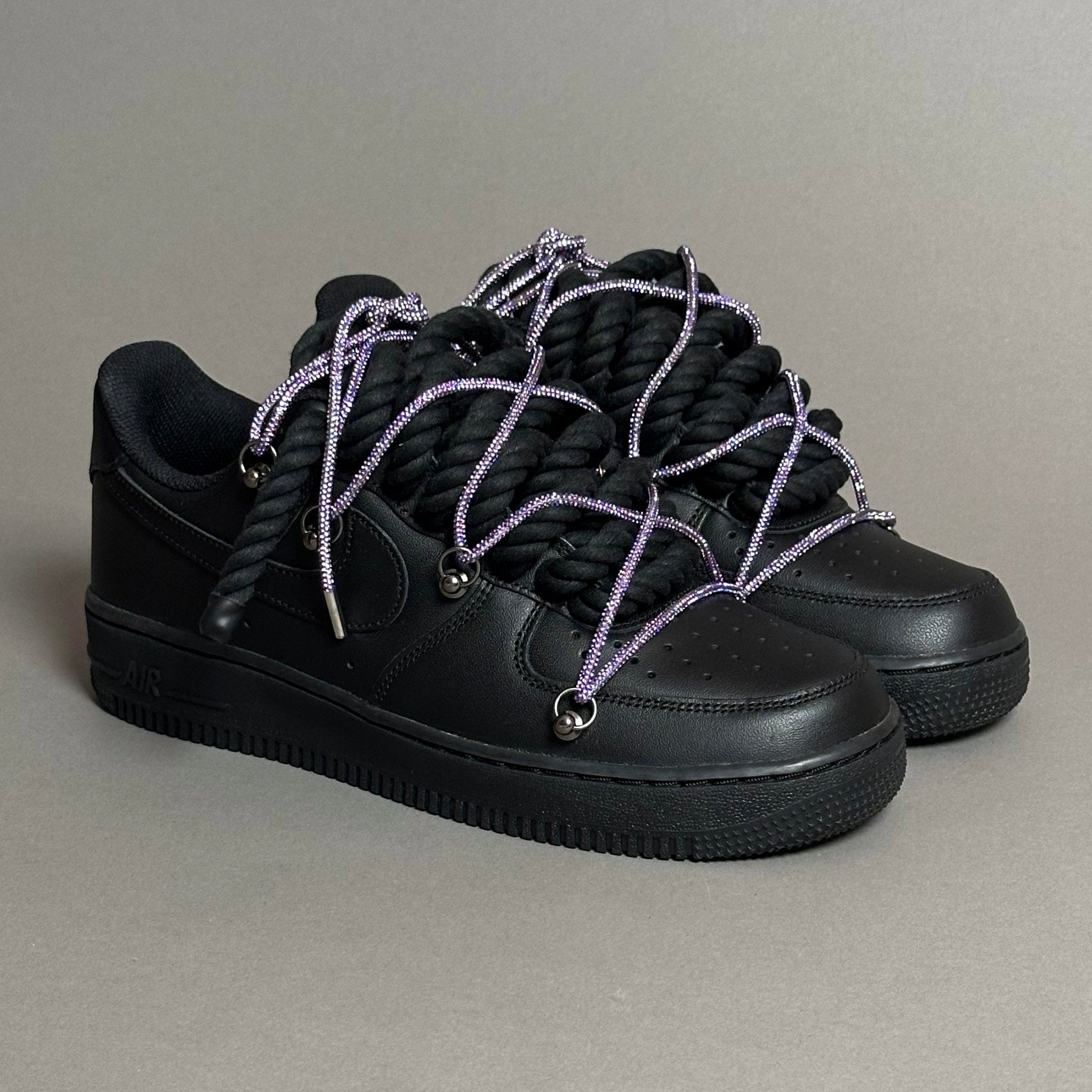 Nike Air Force 1 “Rope Laces Black" Triple Swarovski Purple V1 - EV8 Style