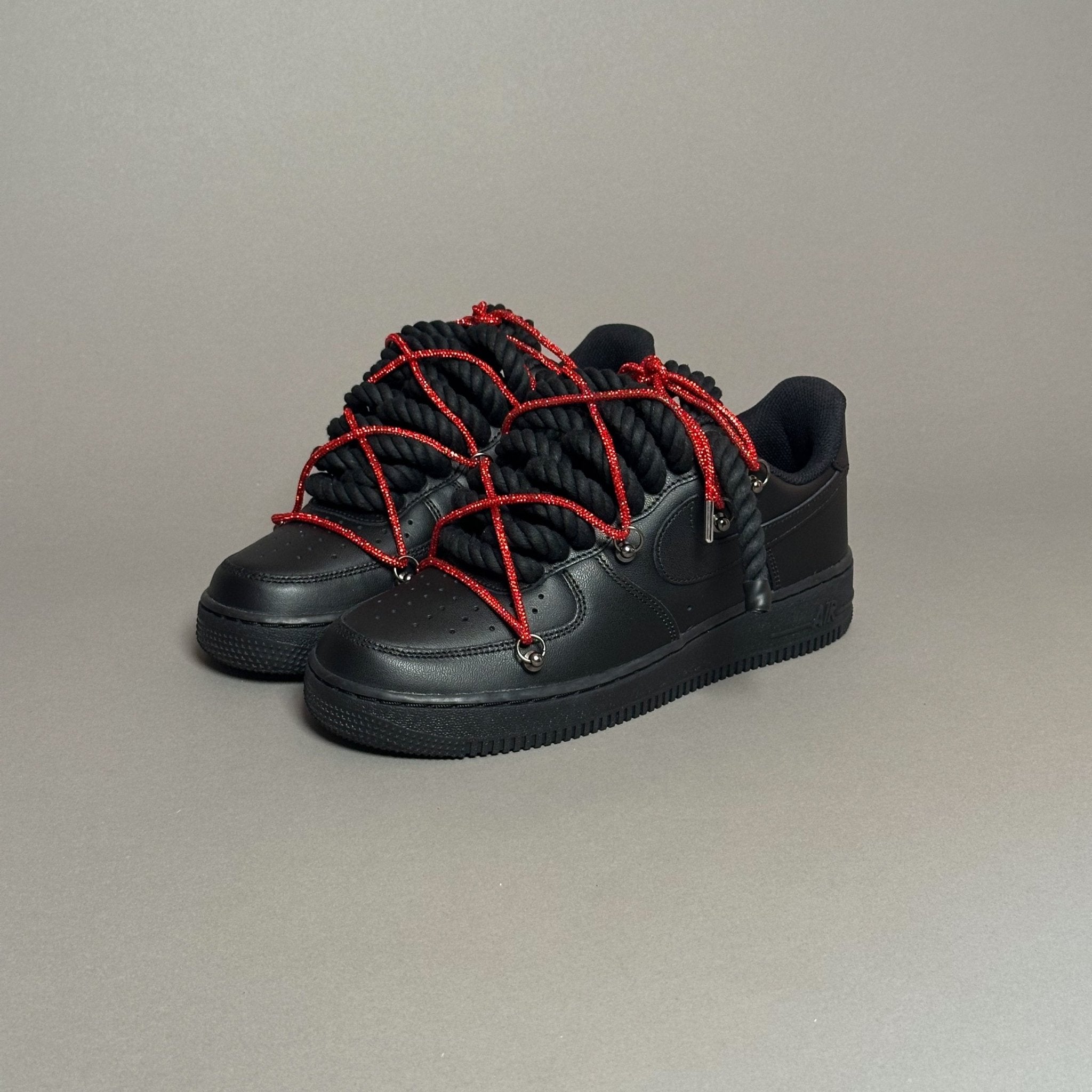 Nike Air Force 1 “Rope Laces Black" Triple Swarovski Red V1 - EV8 Style