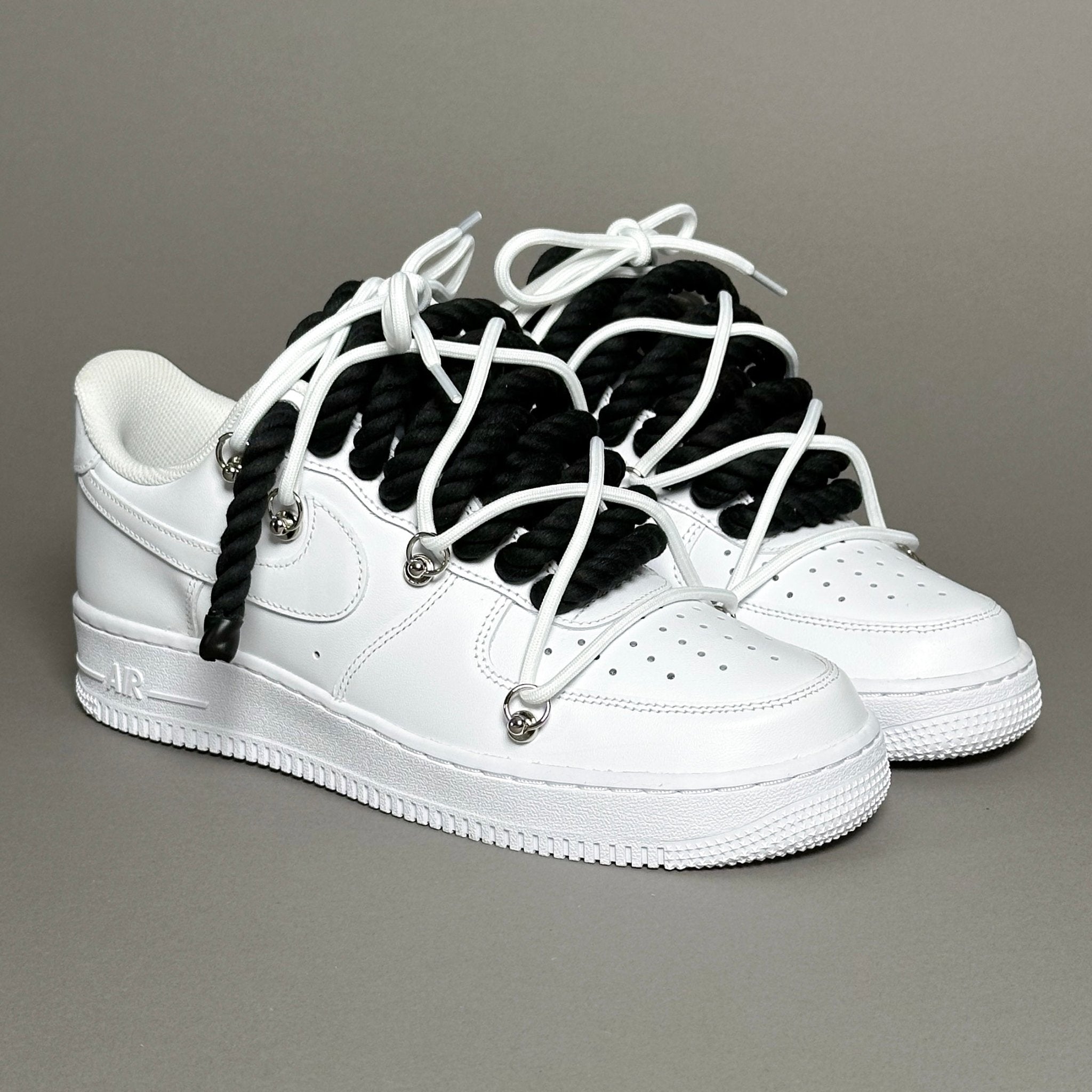 Nike Air Force 1 “Rope Laces Black” Triple White - EV8 Style