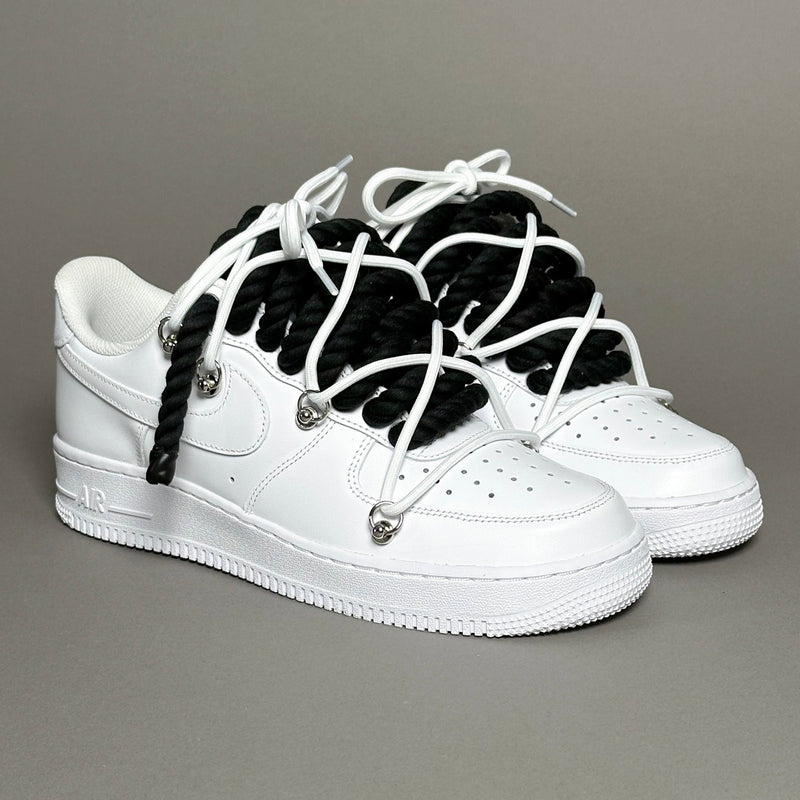Nike Air Force 1 “Rope Laces Black” Triple White - EV8 Style