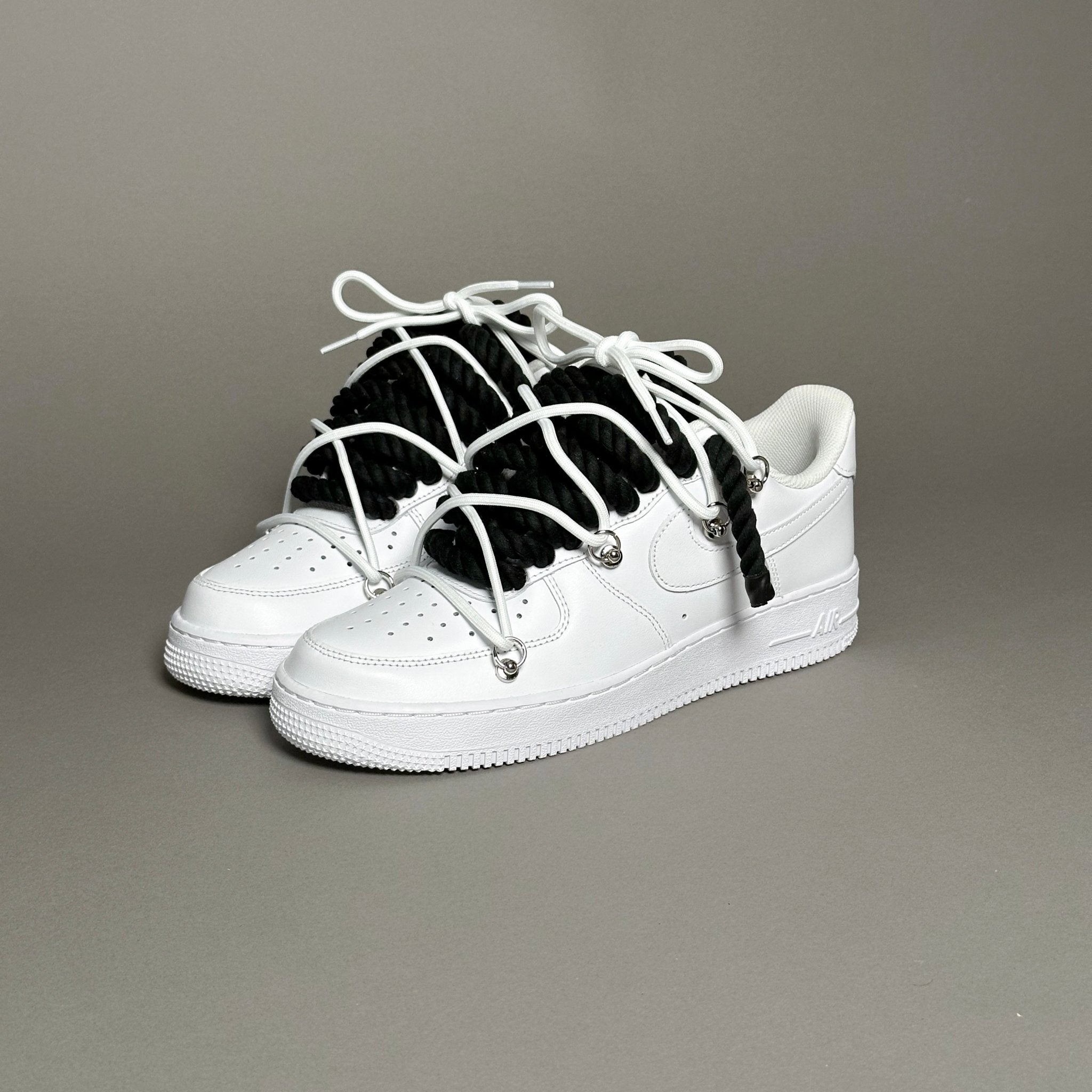 Nike Air Force 1 “Rope Laces Black” Triple White - EV8 Style