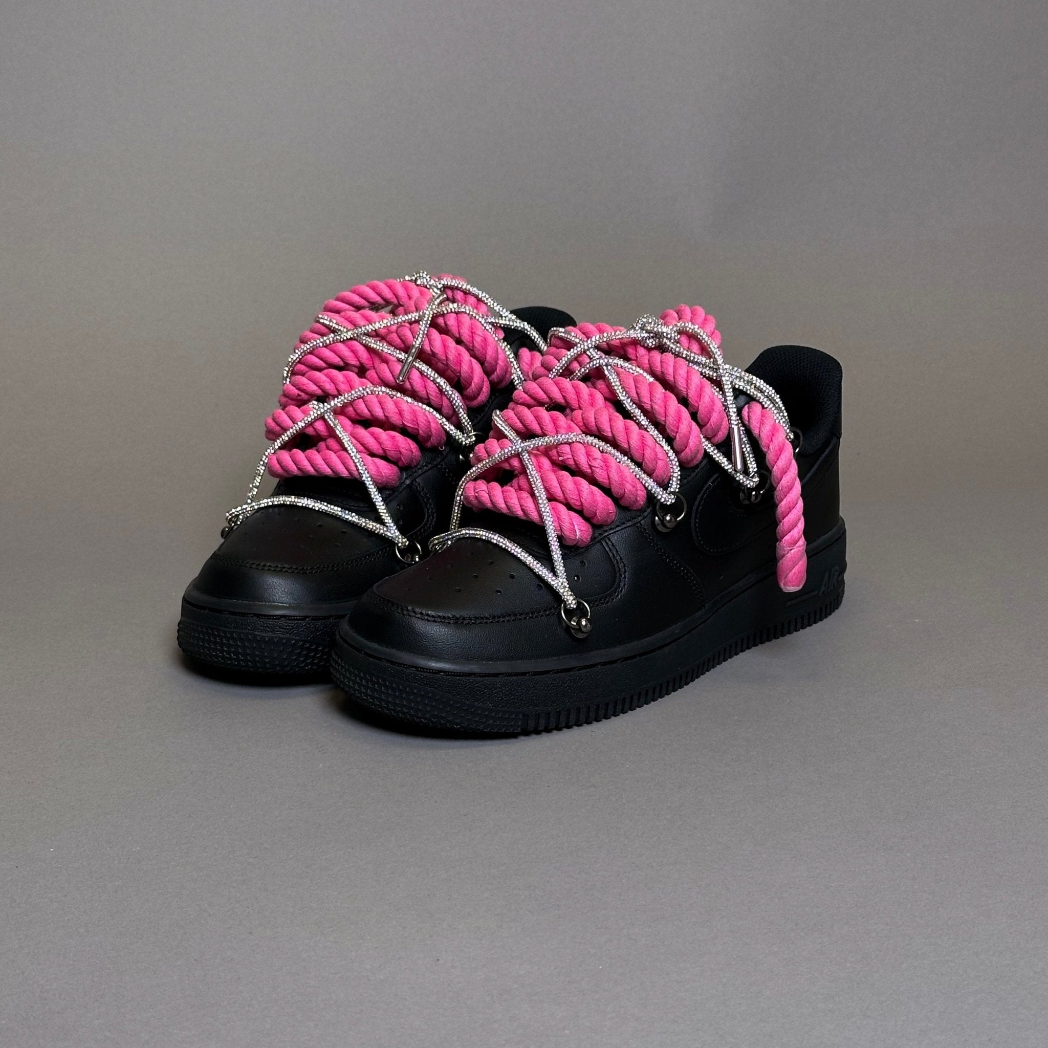 Nike Air Force 1 "Rope Laces Ultra Pink" Triple Swarovski Silver - EV8 Style