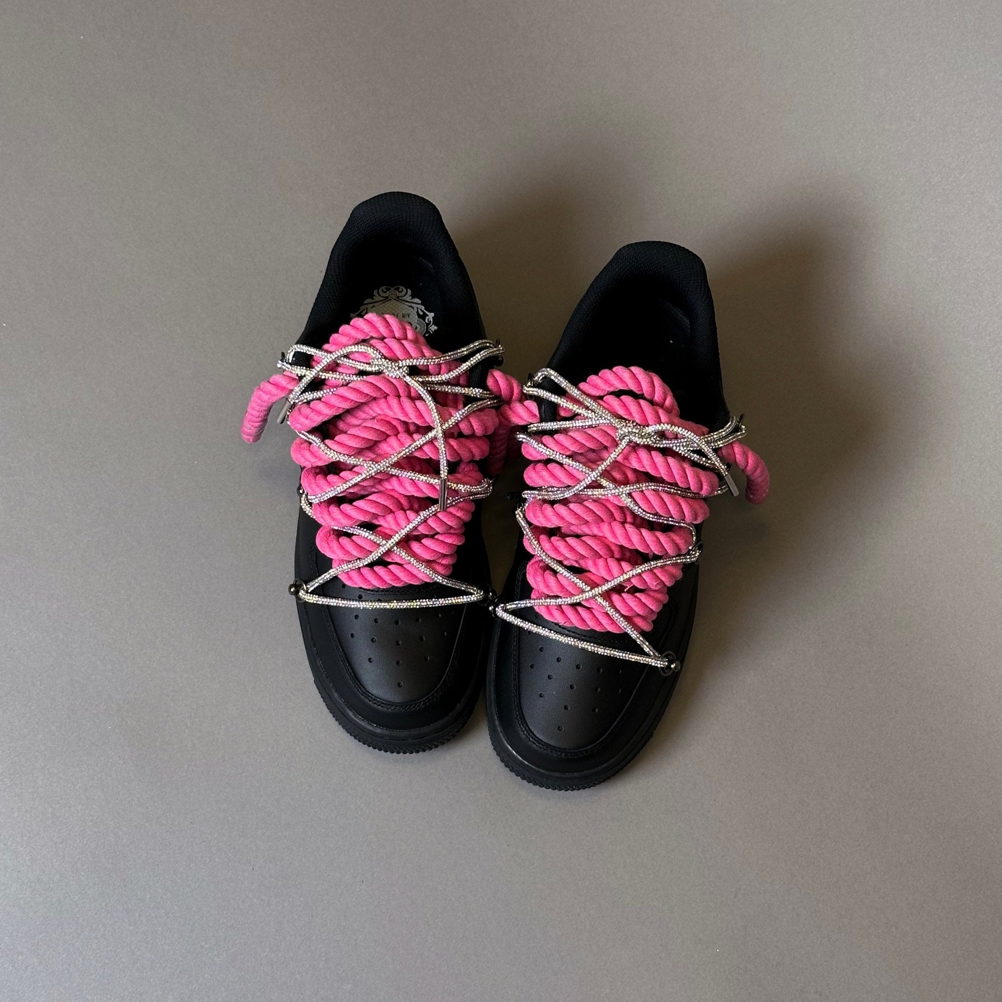 Nike Air Force 1 "Rope Laces Ultra Pink" Triple Swarovski Silver - EV8 Style