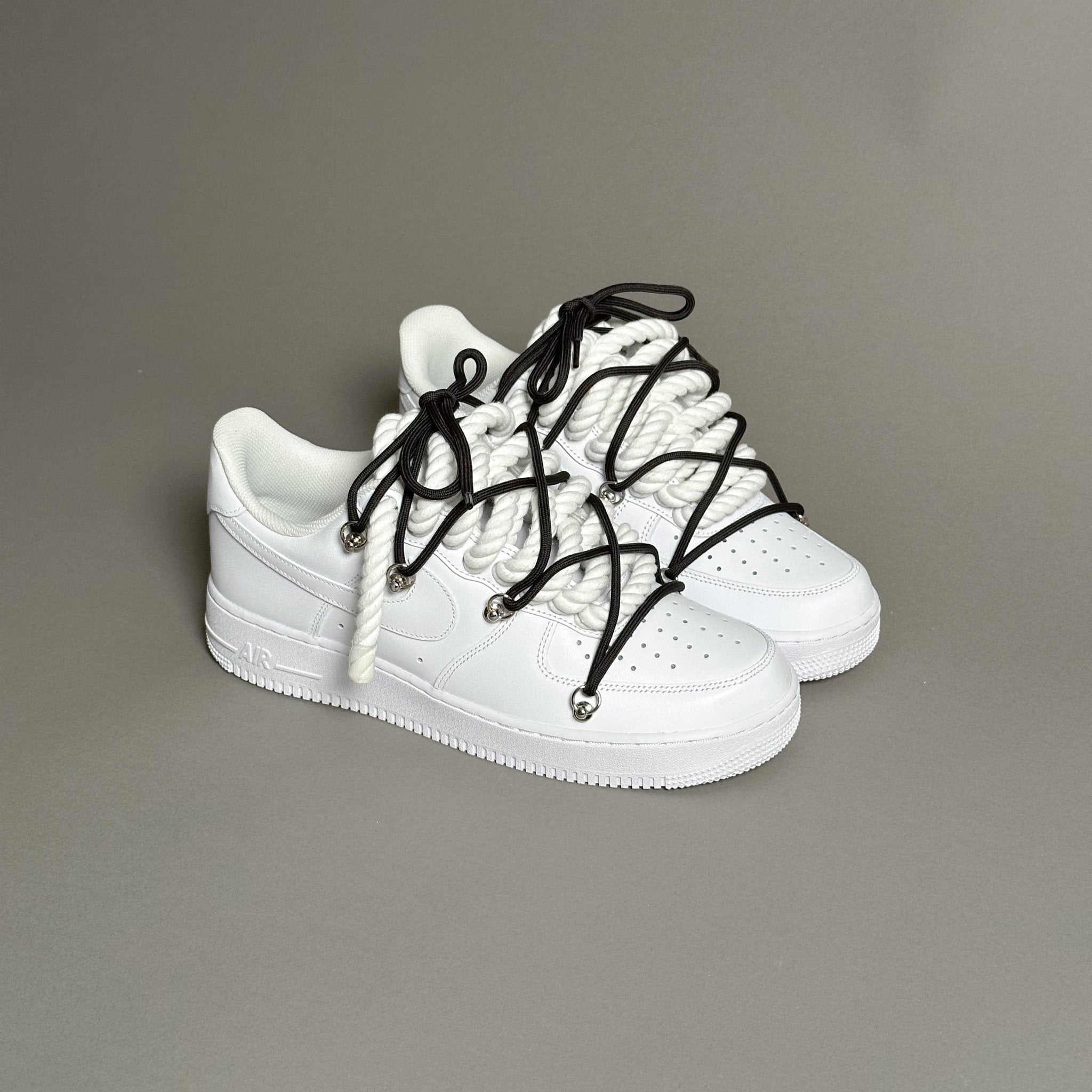 Nike Air Force 1 “Rope Laces White” Triple Black V1 - EV8 Style