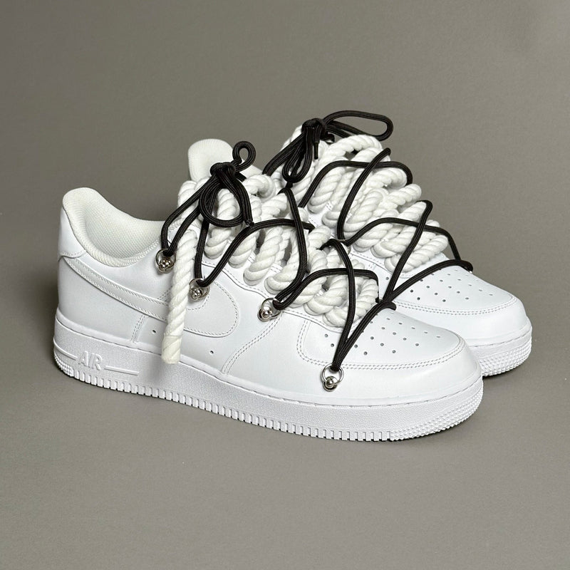 Nike Air Force 1 “Rope Laces White” Triple Black V1 - EV8 Style