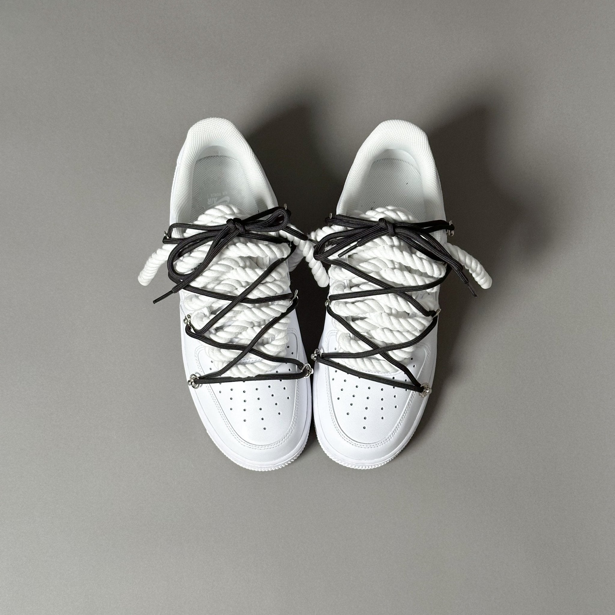 Nike Air Force 1 “Rope Laces White” Triple Black V1 - EV8 Style