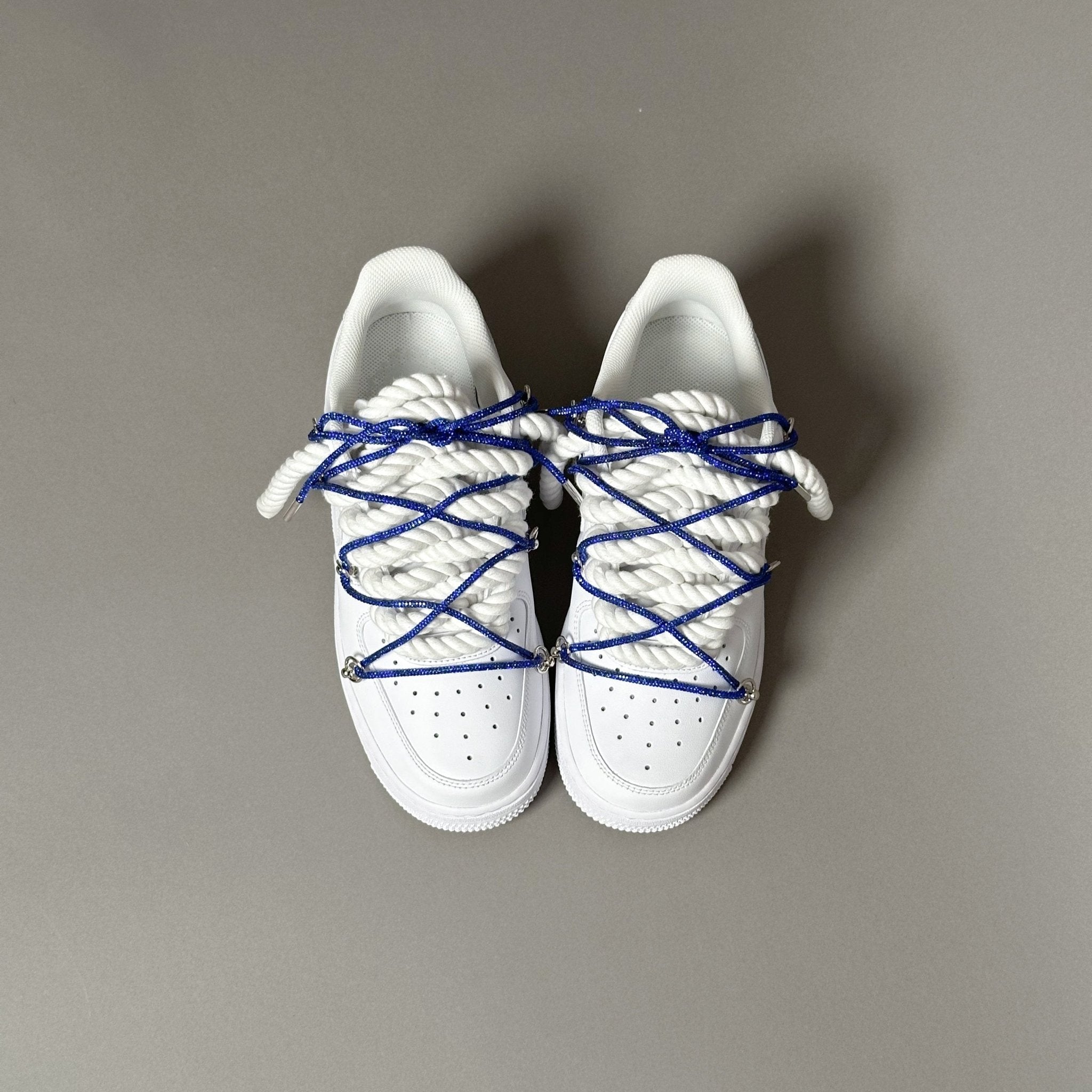 Nike Air Force 1 “Rope Laces White” Triple Swarovski Blue V1 - EV8 Style