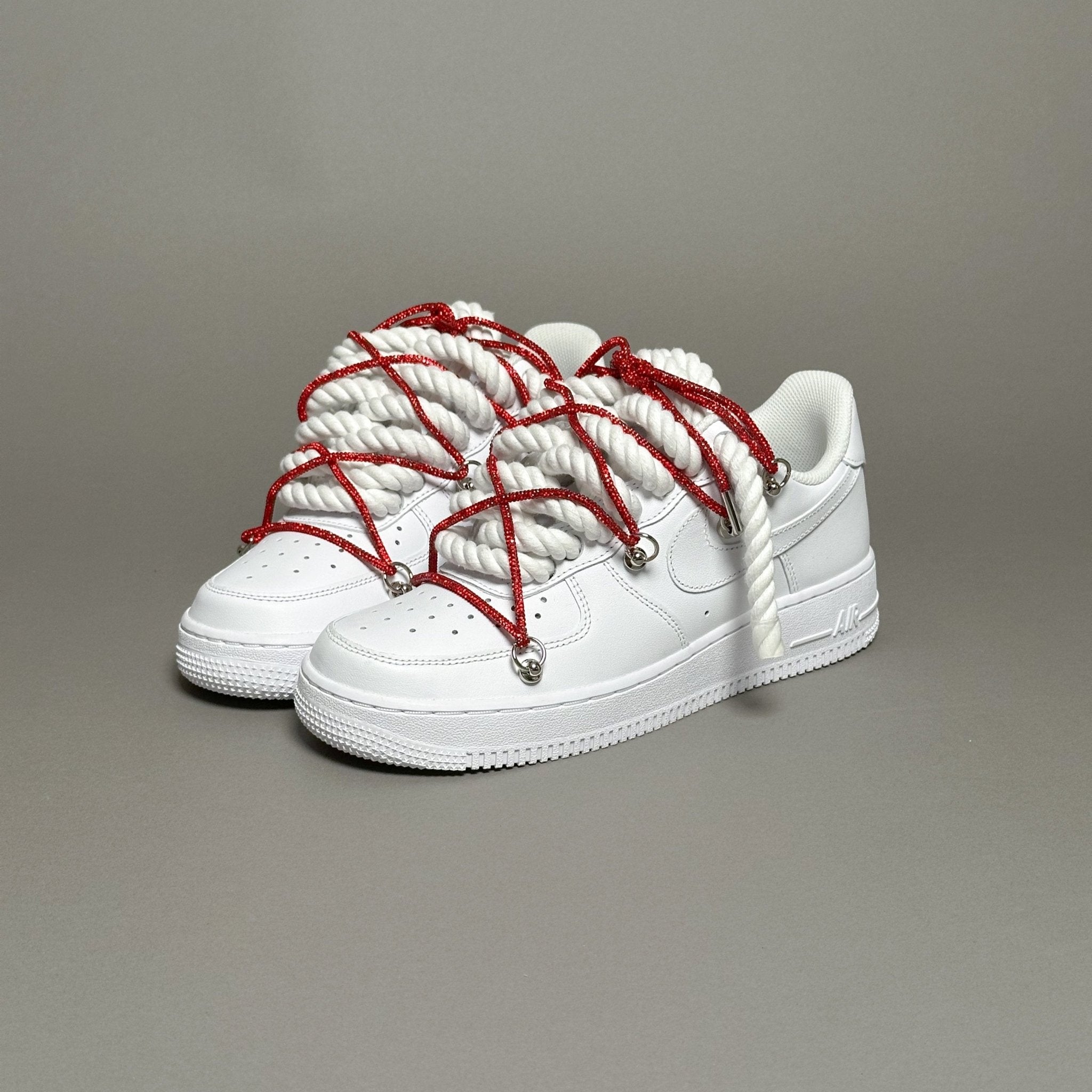 Nike Air Force 1 “Rope Laces White” Triple Swarovski Red V1 - EV8 Style