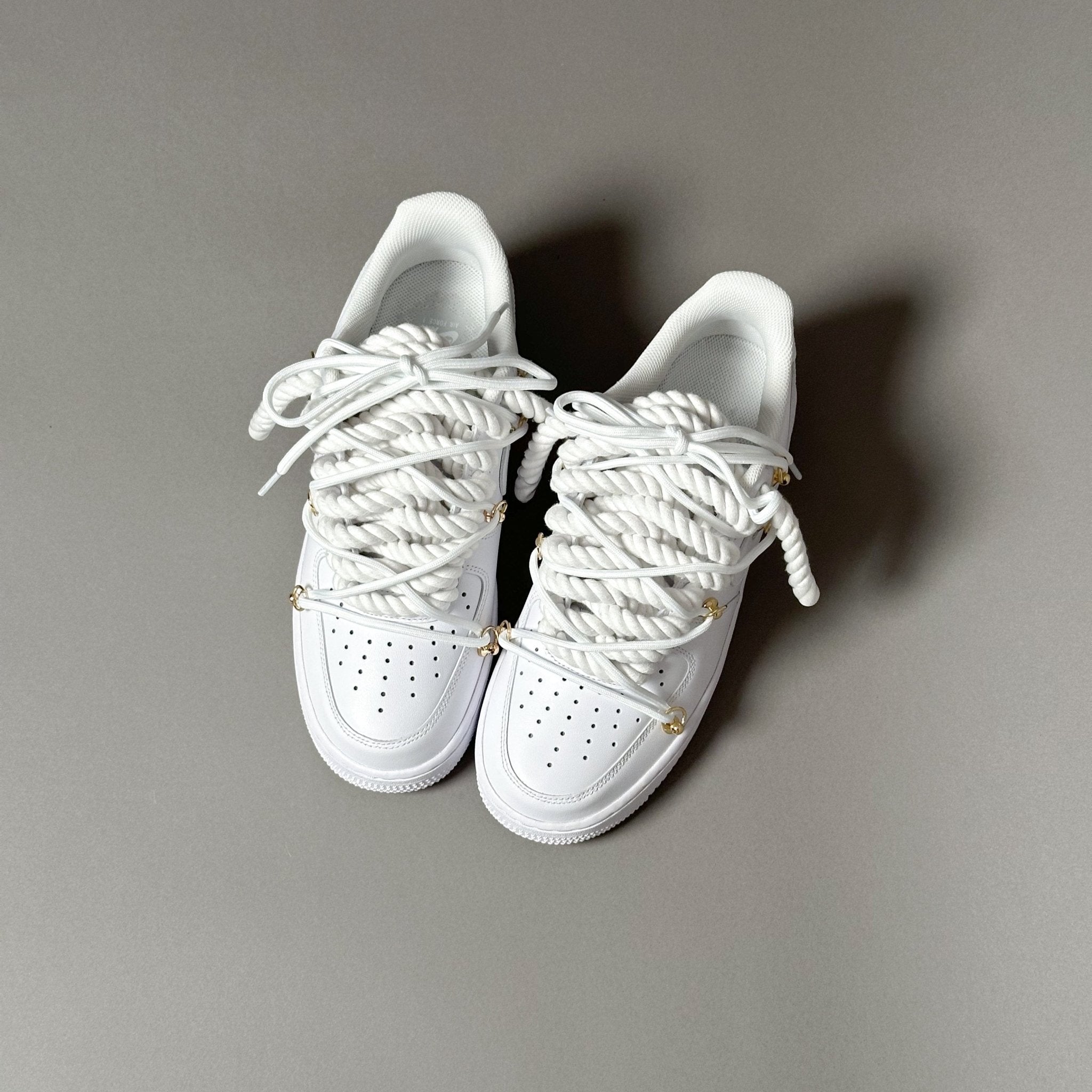 Nike Air Force 1 “Rope Laces White” Triple White Gold V1 - EV8 Style