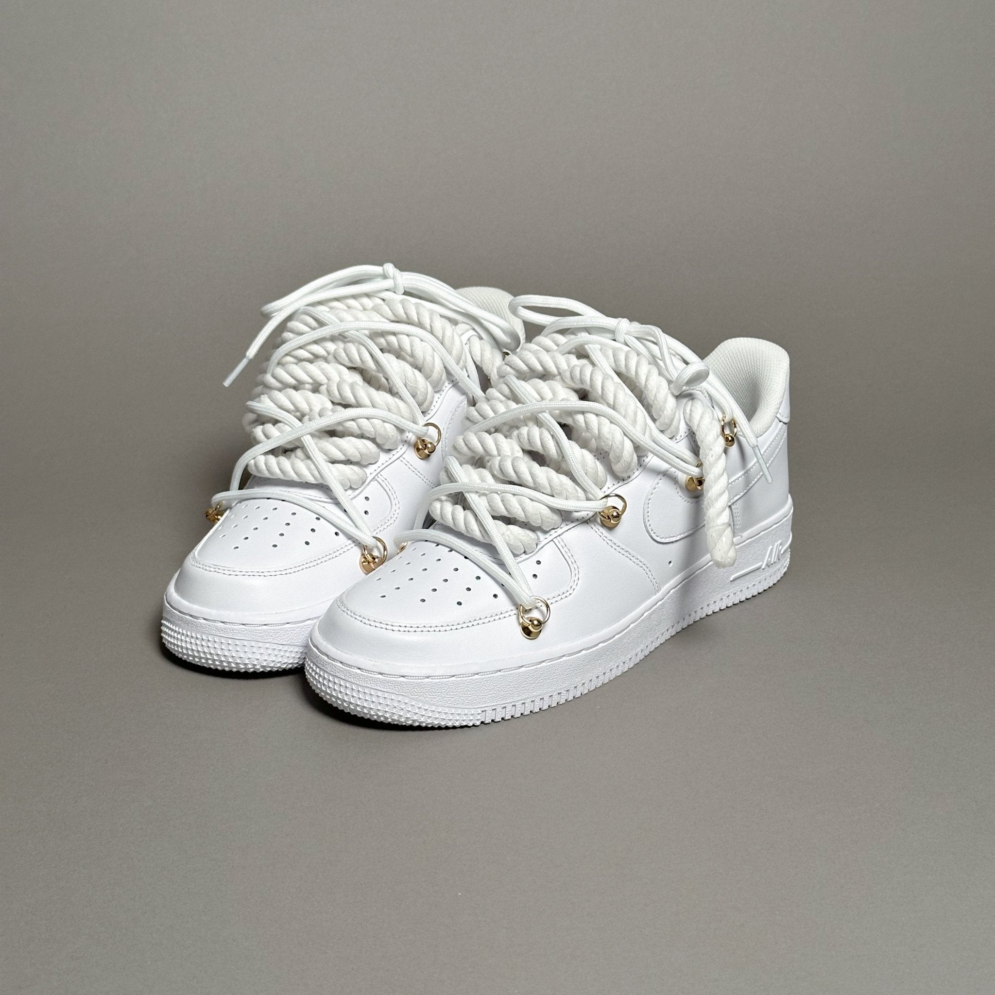 Nike Air Force 1 “Rope Laces White” Triple White Gold V1 - EV8 Style
